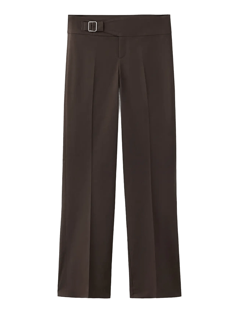 Mango - Belt straight-fit trousers - bukser med lige ben - dark brown - 0