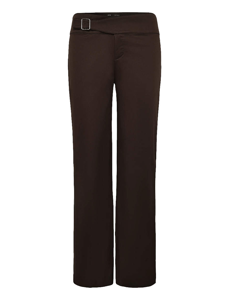 Mango - Belt straight-fit trousers - bukser med lige ben - dark brown - 0