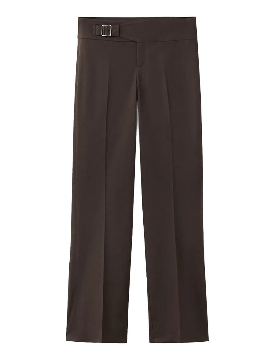 Mango - Belt straight-fit trousers - bukser med lige ben - dark brown - 0