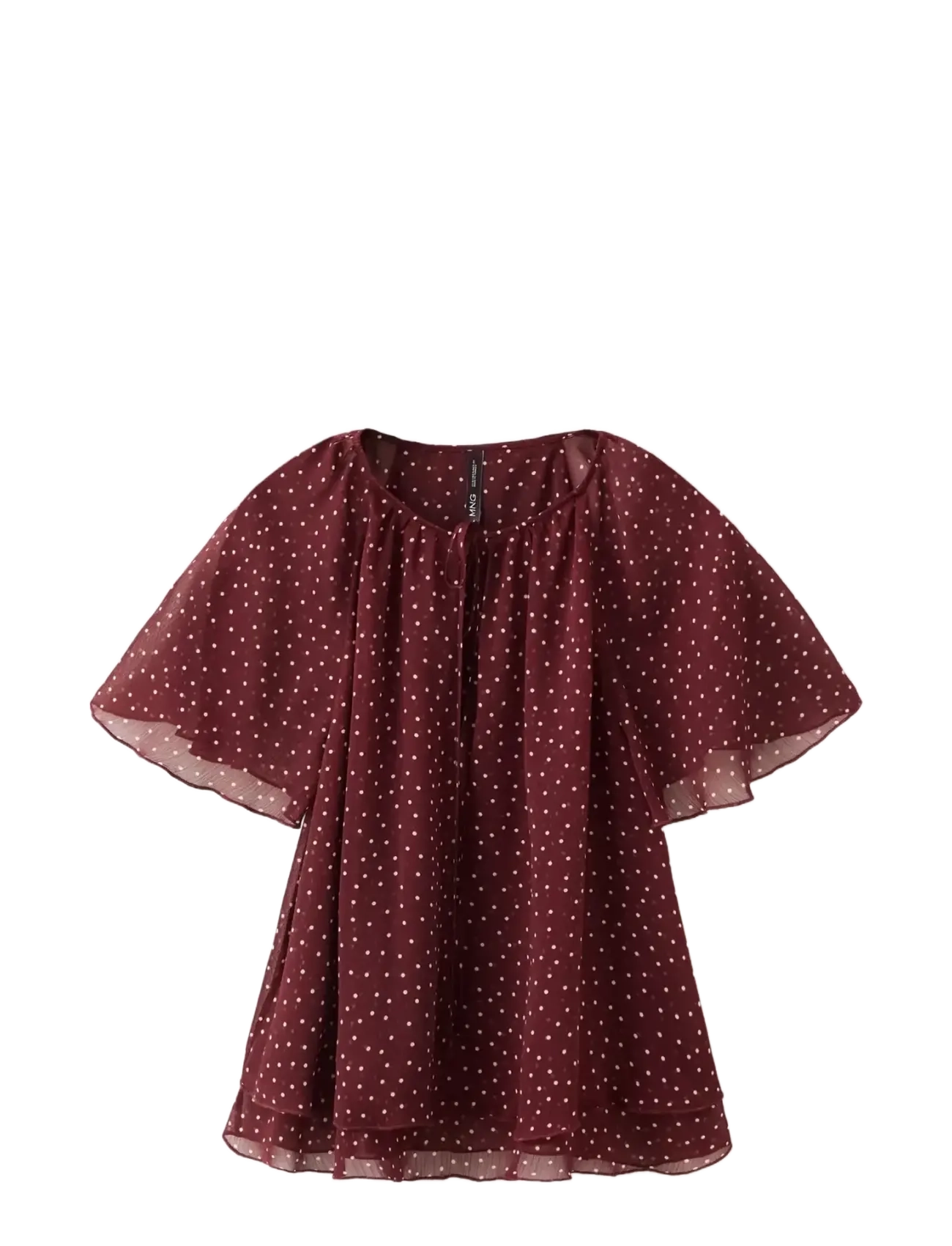 MANGO Bow Polka-Dot Bluse Burgundy - XS - Damen
