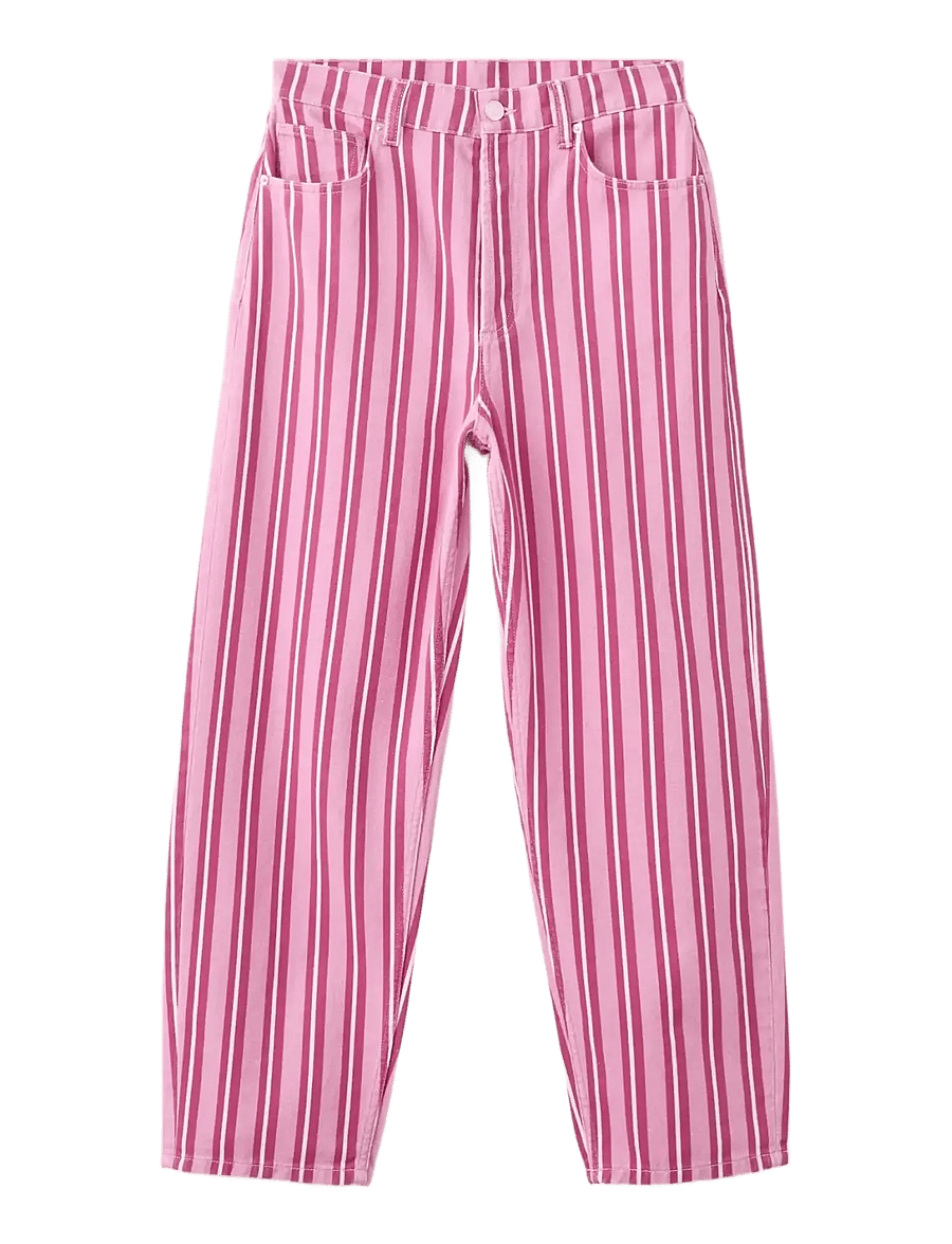 Mango - Straight-fit striped jeans - pink - 1