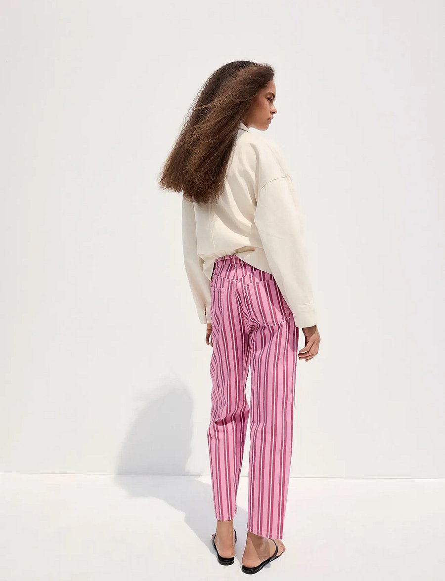 Mango - Straight-fit striped jeans - pink - 2