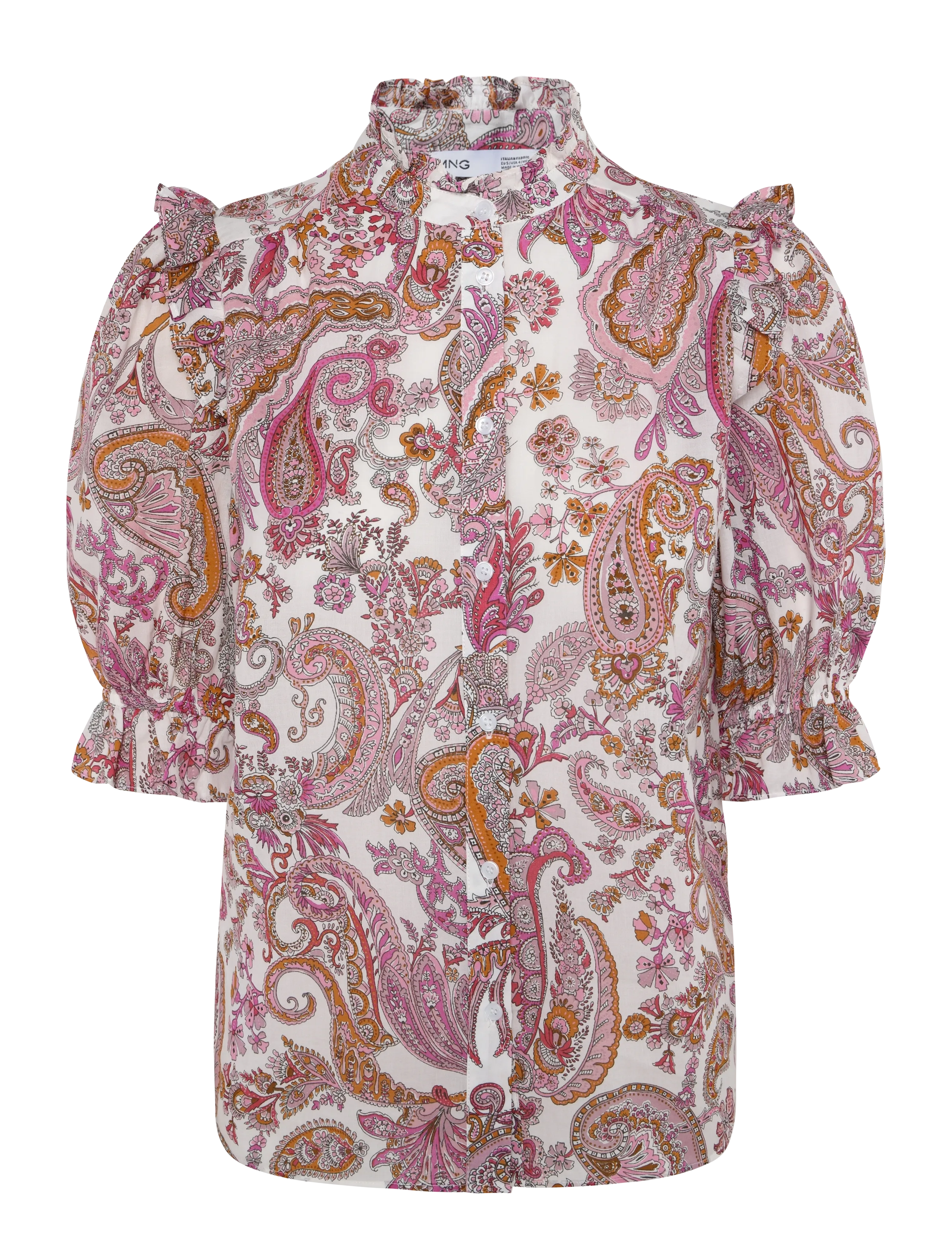 Mango Paisley print ruffle blouse - Tøj - NATURAL WHITE / white