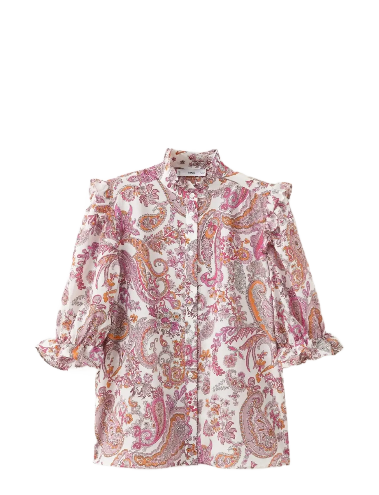 Mango - Paisley print ruffle blouse - natural white - 1