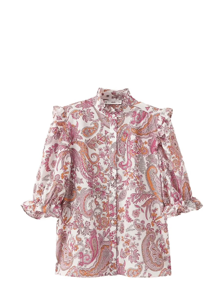 Mango - Paisley print ruffle blouse - natural white - 1