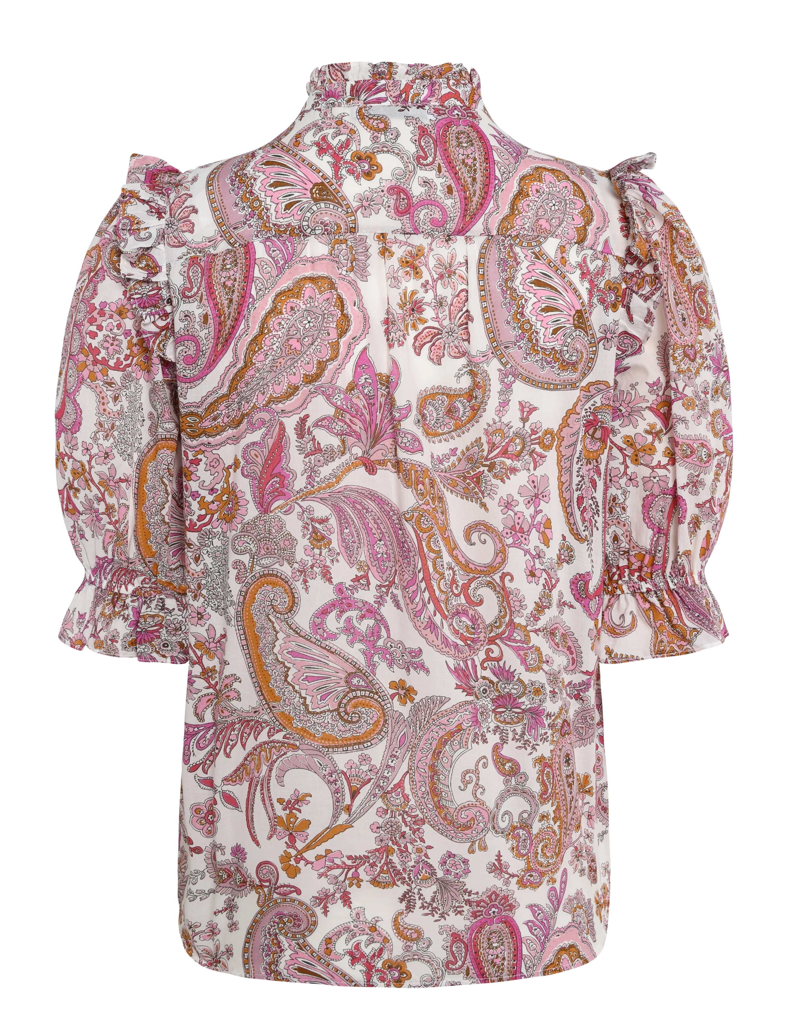 Mango - Paisley print ruffle blouse - kortärmade blusar - natural white - 2