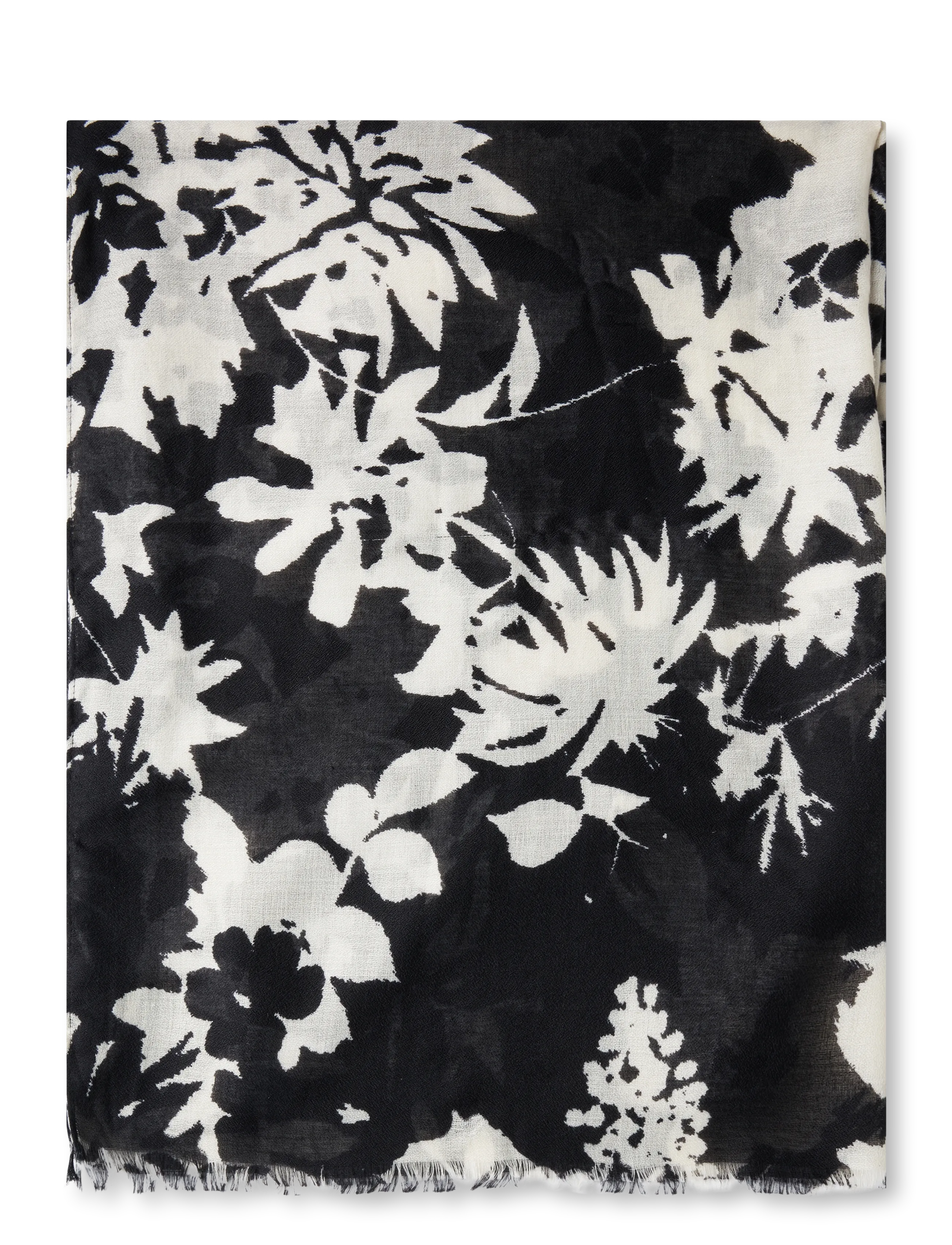 Mango - Printed scarf with frayed finishes - tynde tørklæder - black - 1
