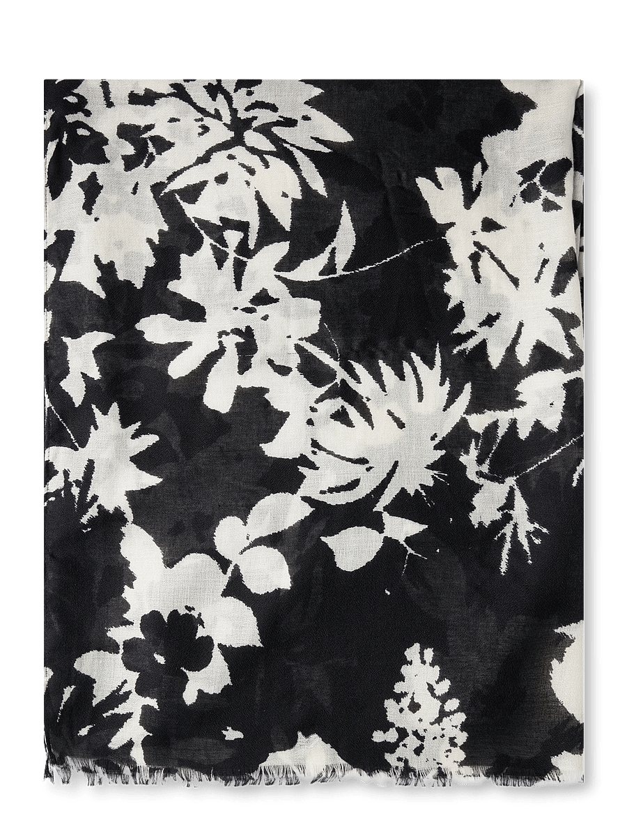 Mango - Printed scarf with frayed finishes - tynde tørklæder - black - 1