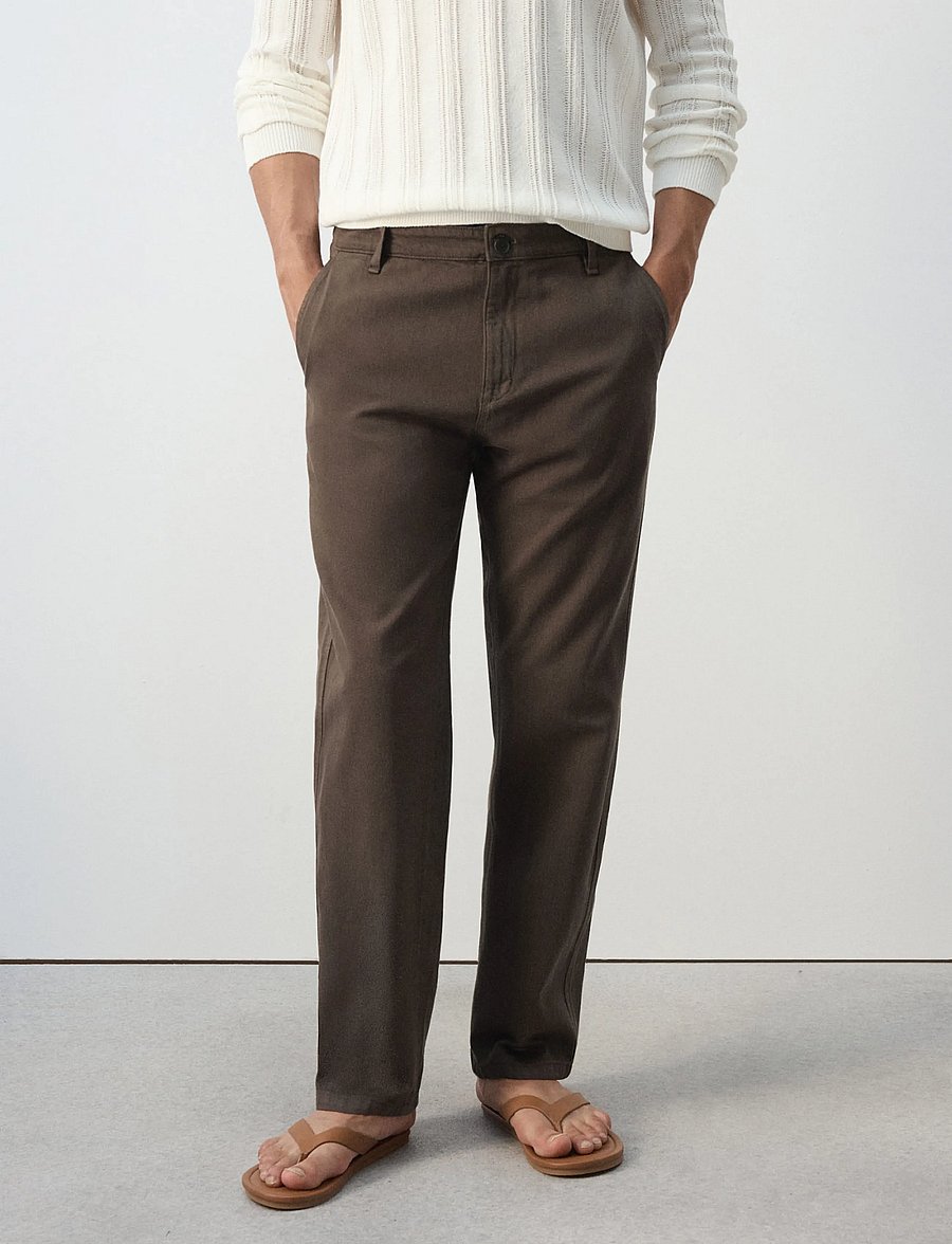 Mango - Relaxed fit jeans in a cotton-linen blend - loose jeans - brown - 0