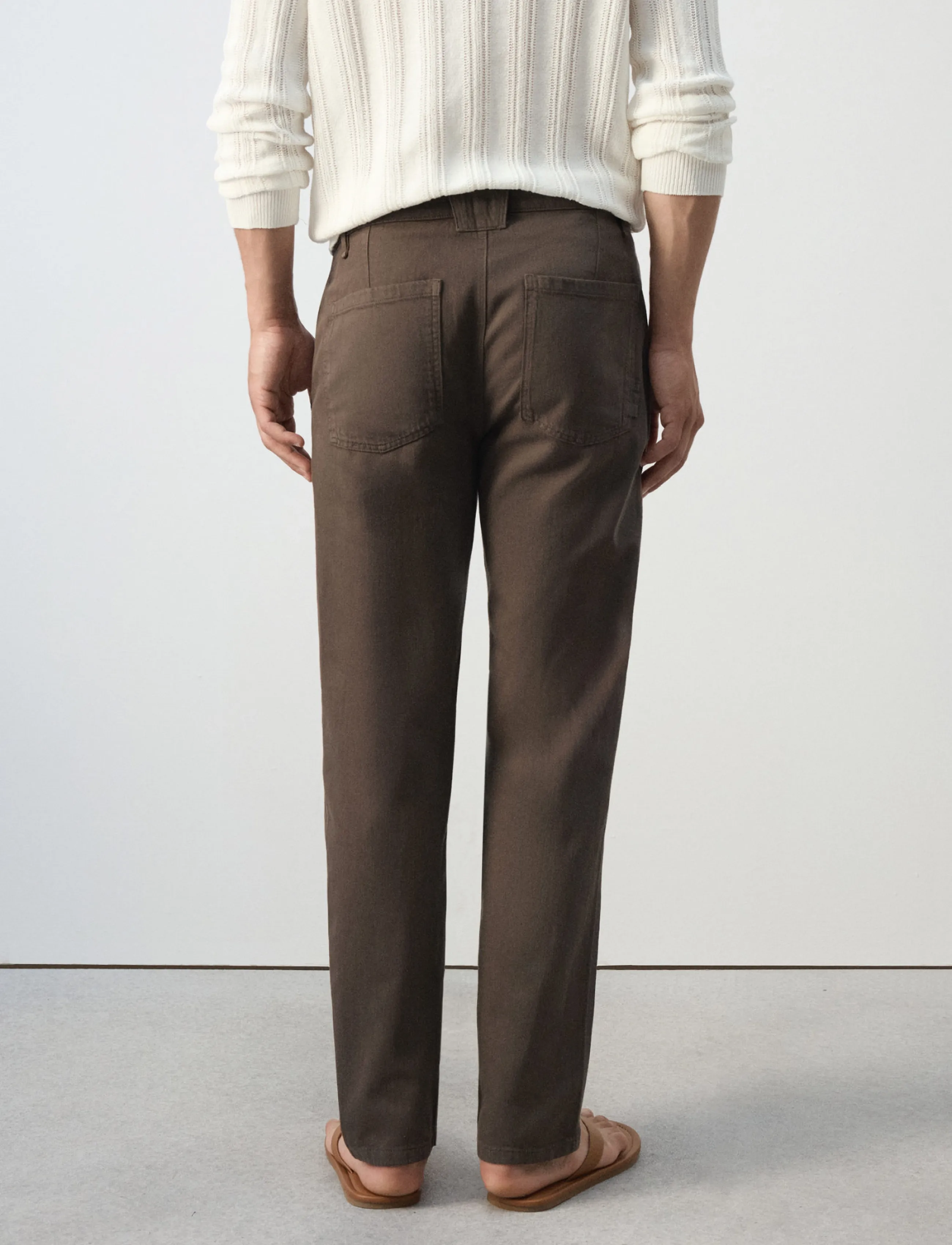 Mango - Relaxed fit jeans in a cotton-linen blend - loose jeans - brown - 3