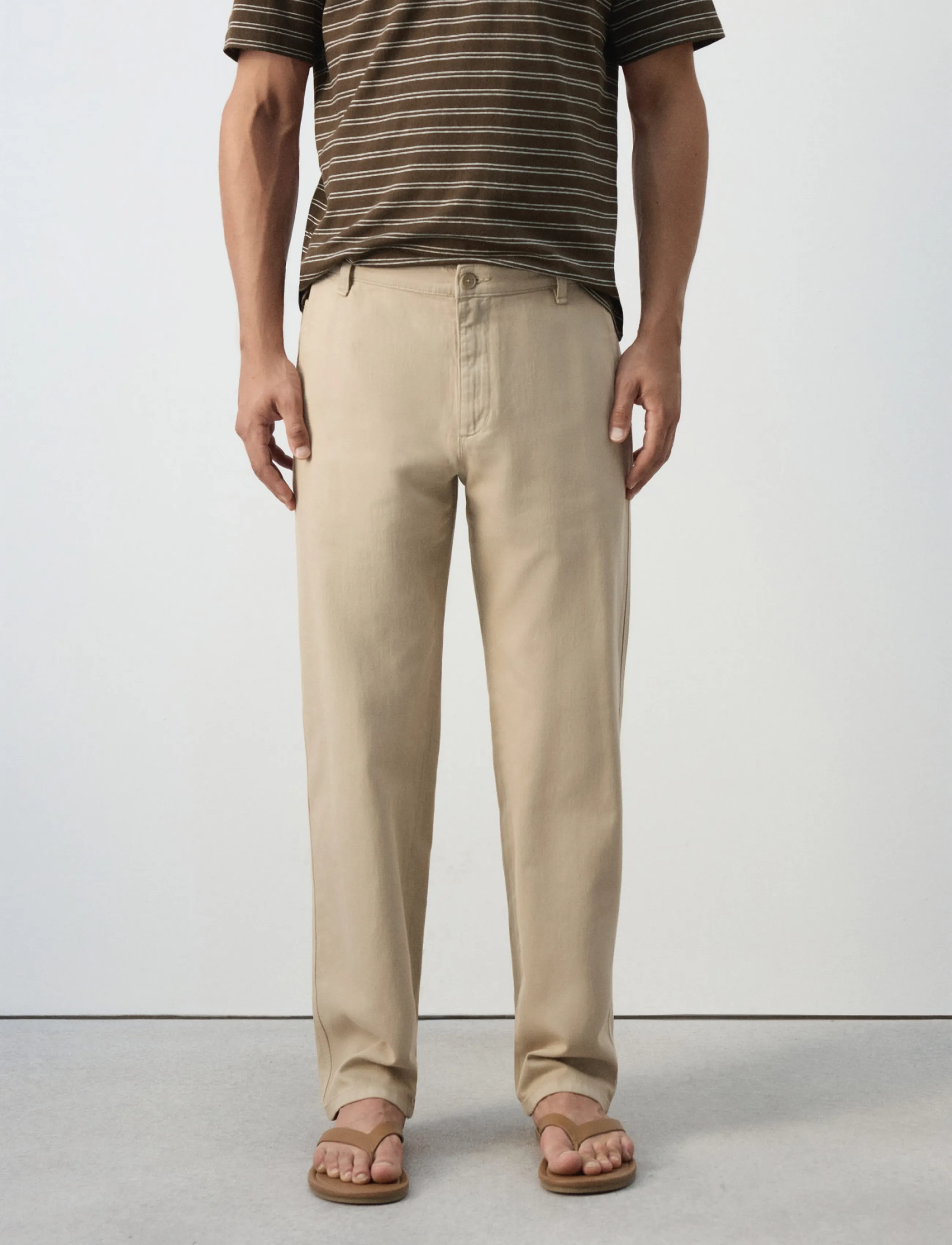 Mango Relaxed fit jeans in a cotton-linen blend - Jeans - LIGHT BEIGE / beige