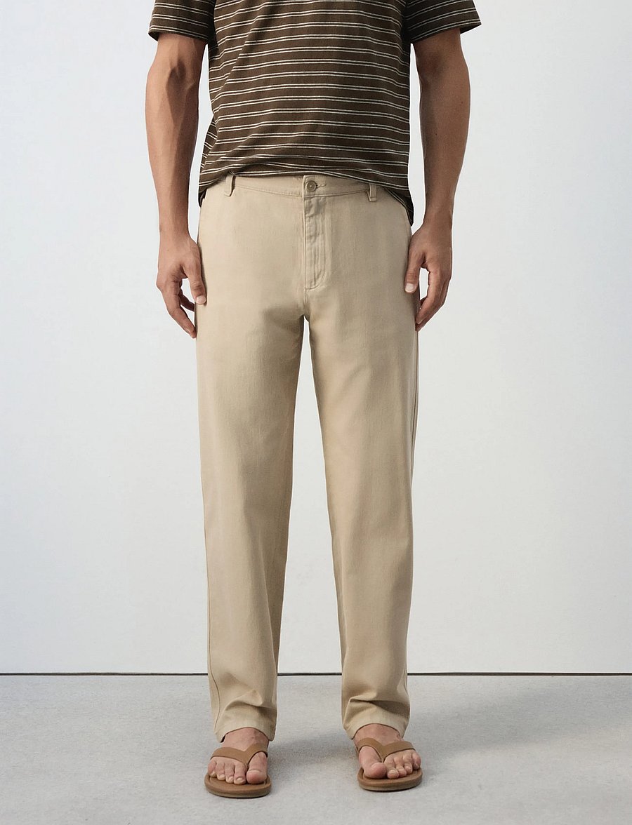 Mango - Relaxed fit jeans in a cotton-linen blend - loose jeans - light beige - 0