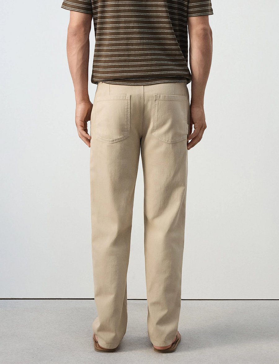 Mango - Relaxed fit jeans in a cotton-linen blend - loose jeans - light beige - 3