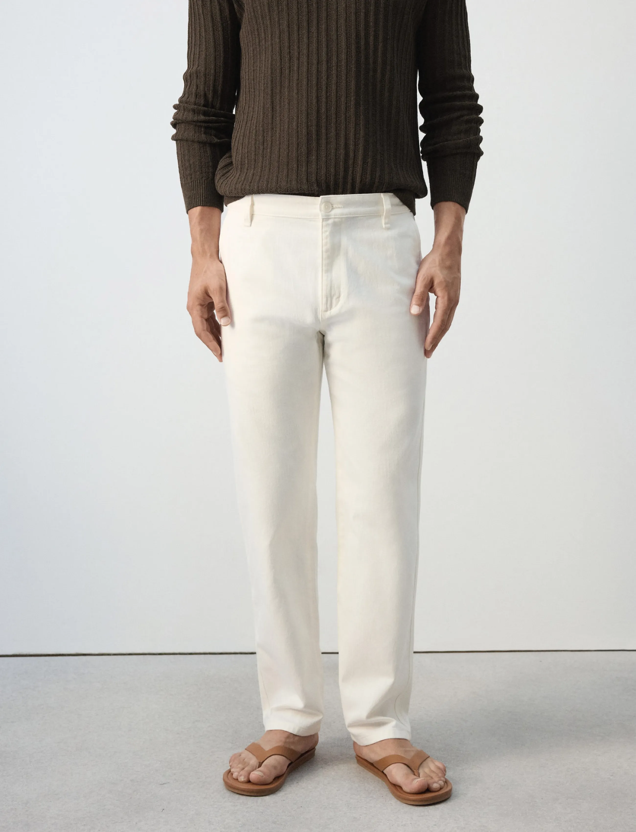 Mango Relaxed fit jeans in a cotton-linen blend - Jeans - NATURAL WHITE / cream