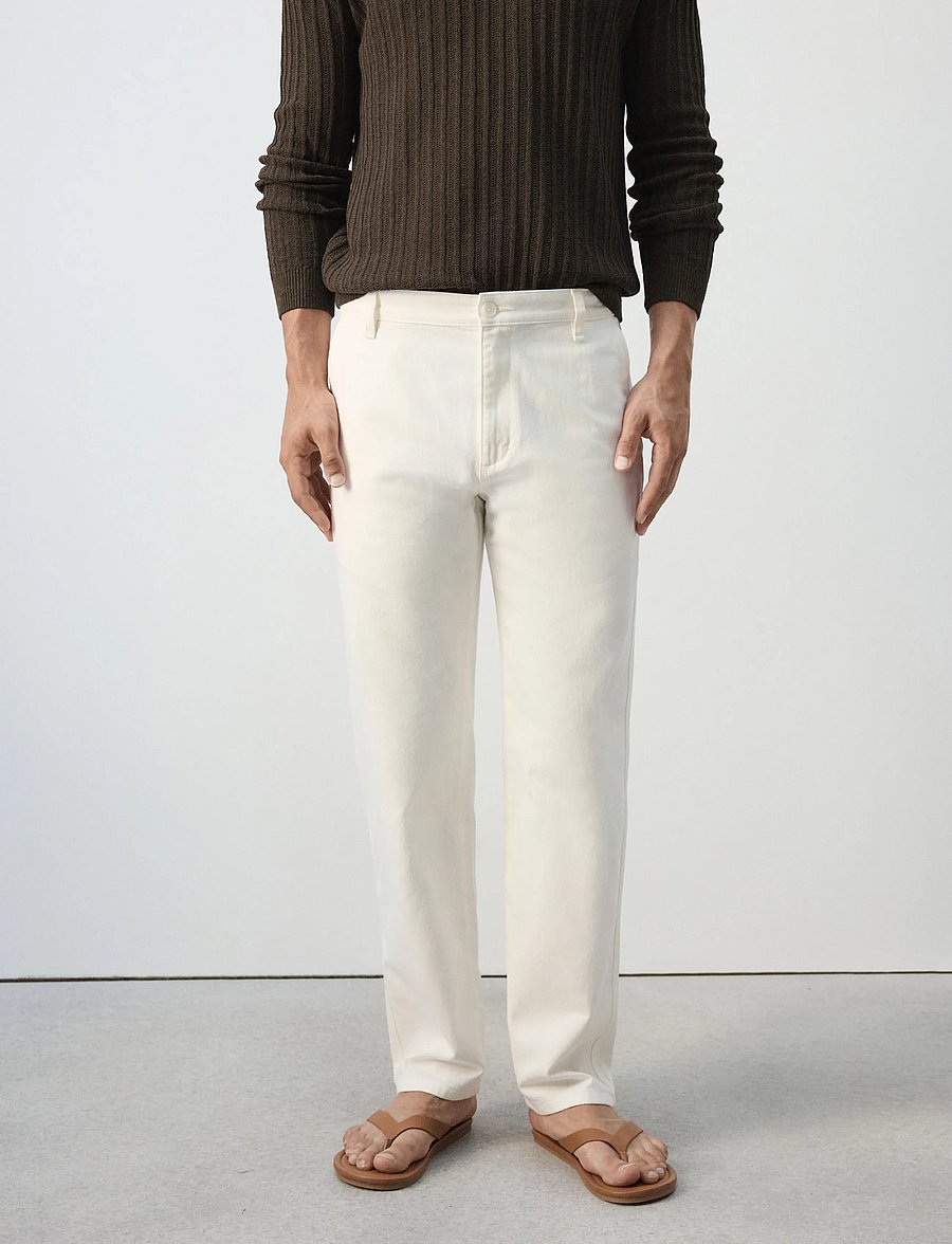 Mango - Relaxed fit jeans in a cotton-linen blend - loose jeans - natural white - 0