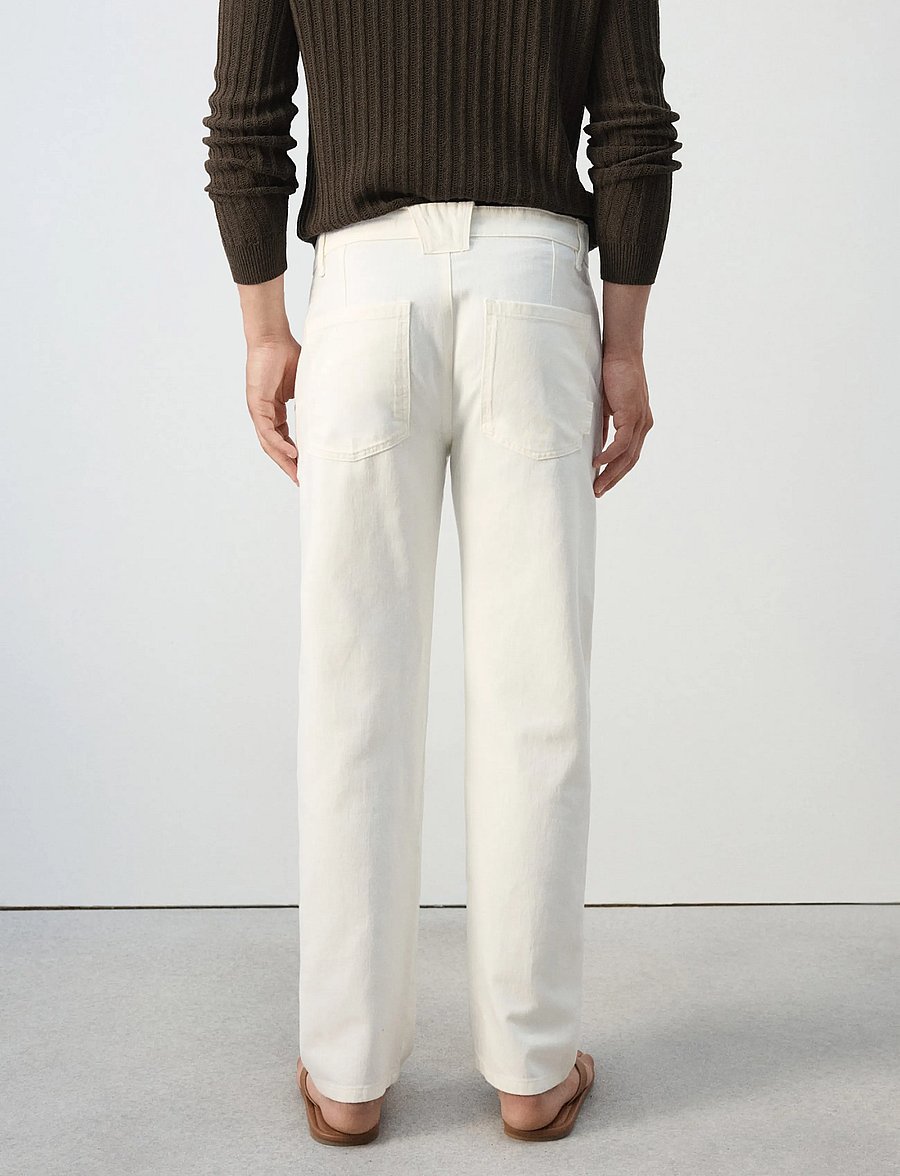 Mango - Relaxed fit jeans in a cotton-linen blend - loose jeans - natural white - 3