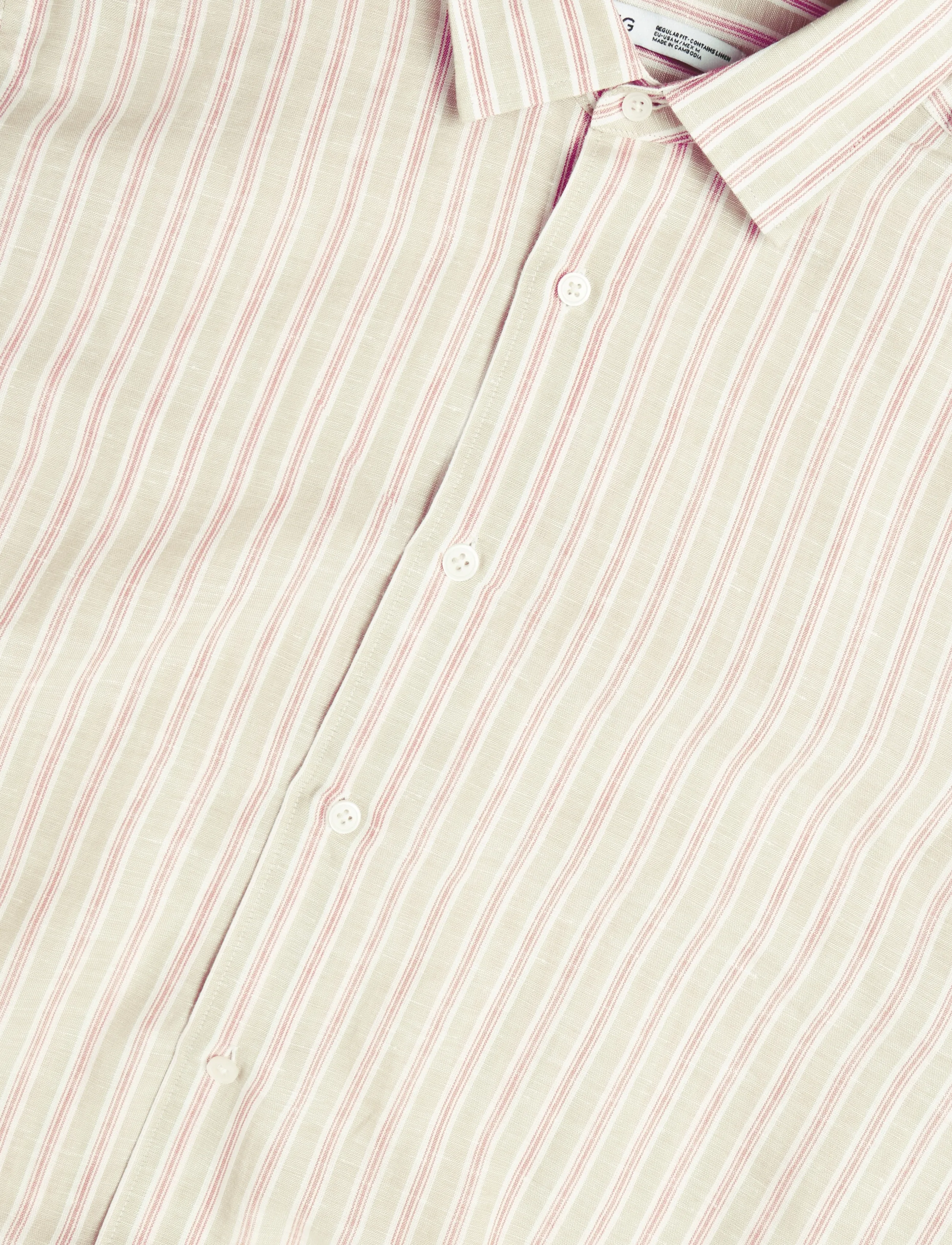 Mango - Linen-cotton blend stripe shirt - stribede skjorter - orange - 4