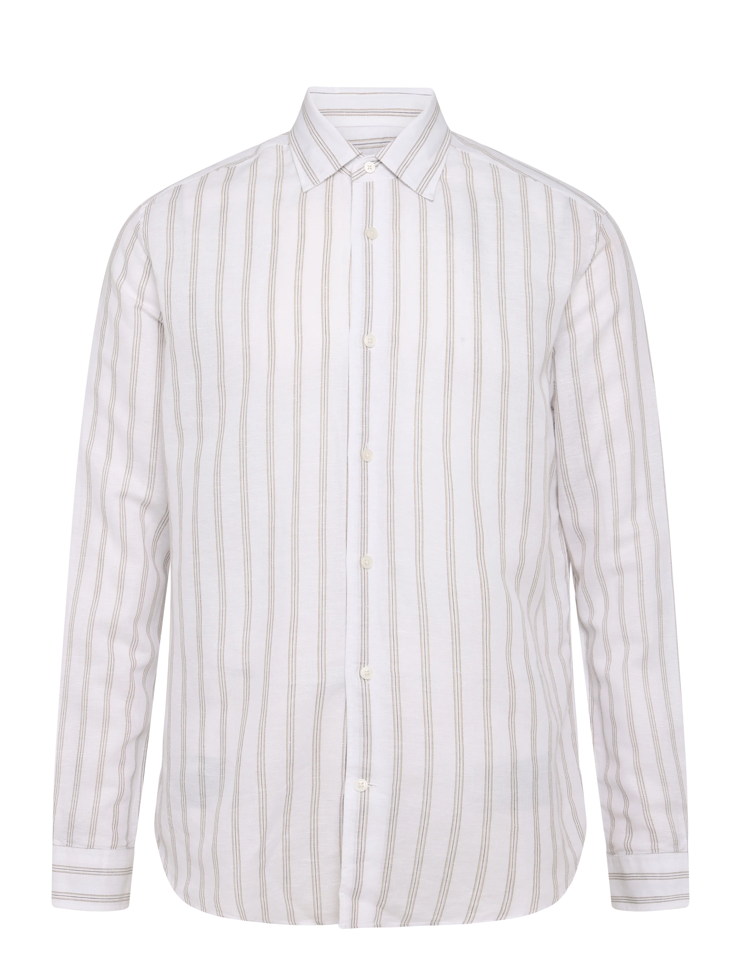 Mango - Linen-cotton blend stripe shirt - randiga skjortor - white - 1