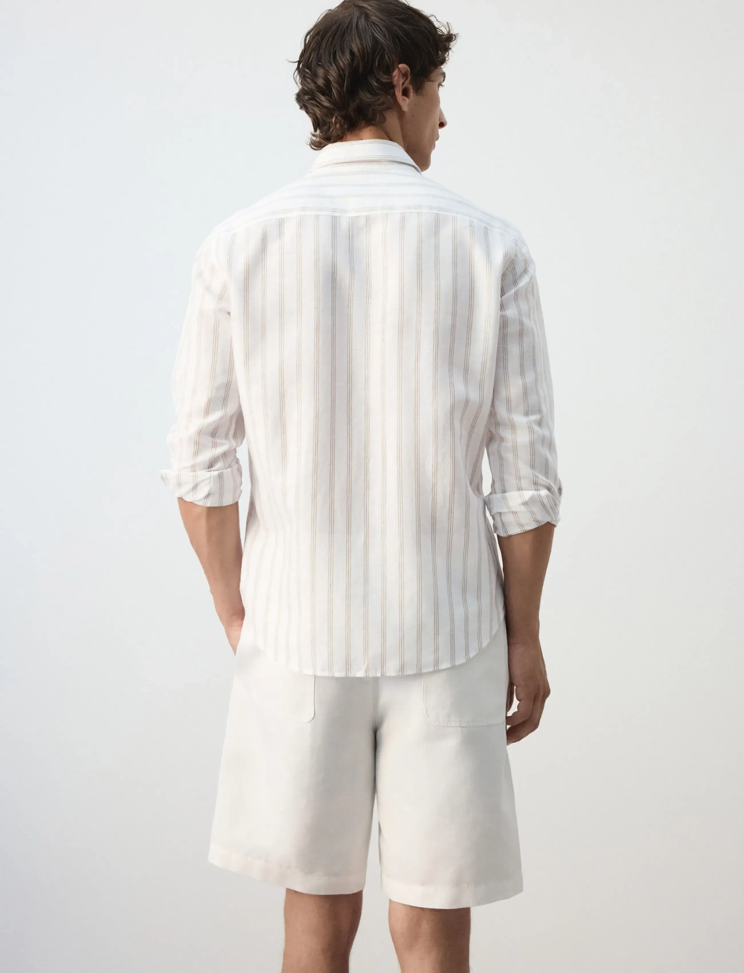 Mango - Linen-cotton blend stripe shirt - randiga skjortor - white - 3