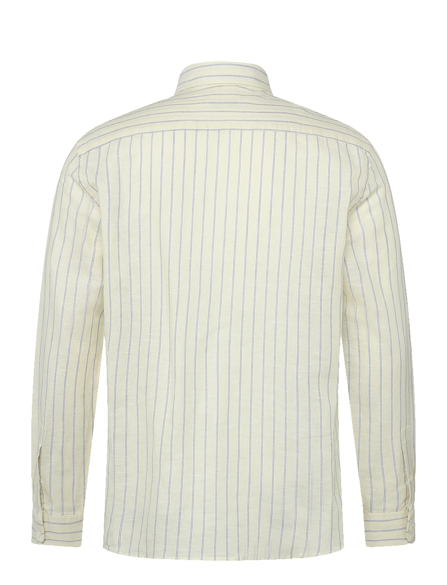 Mango - Linen-cotton blend stripe shirt - randiga skjortor - yellow - 1