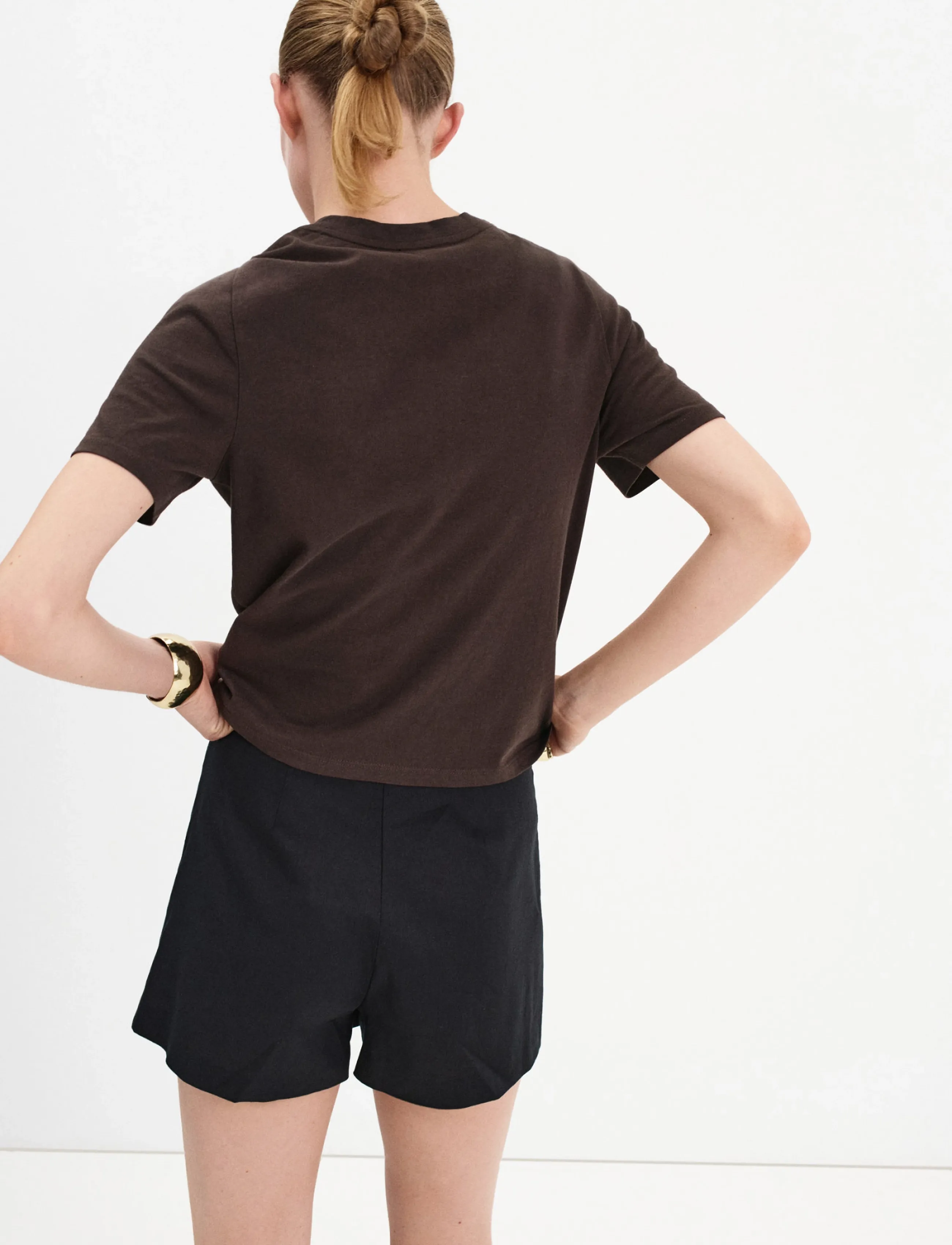 Mango - Cotton T-shirt with floral embroideries - brown - 2