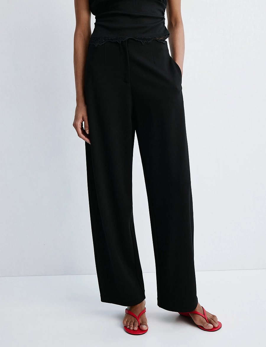 Mango - PANTALON MIRO - bukser med brede ben - black - 0
