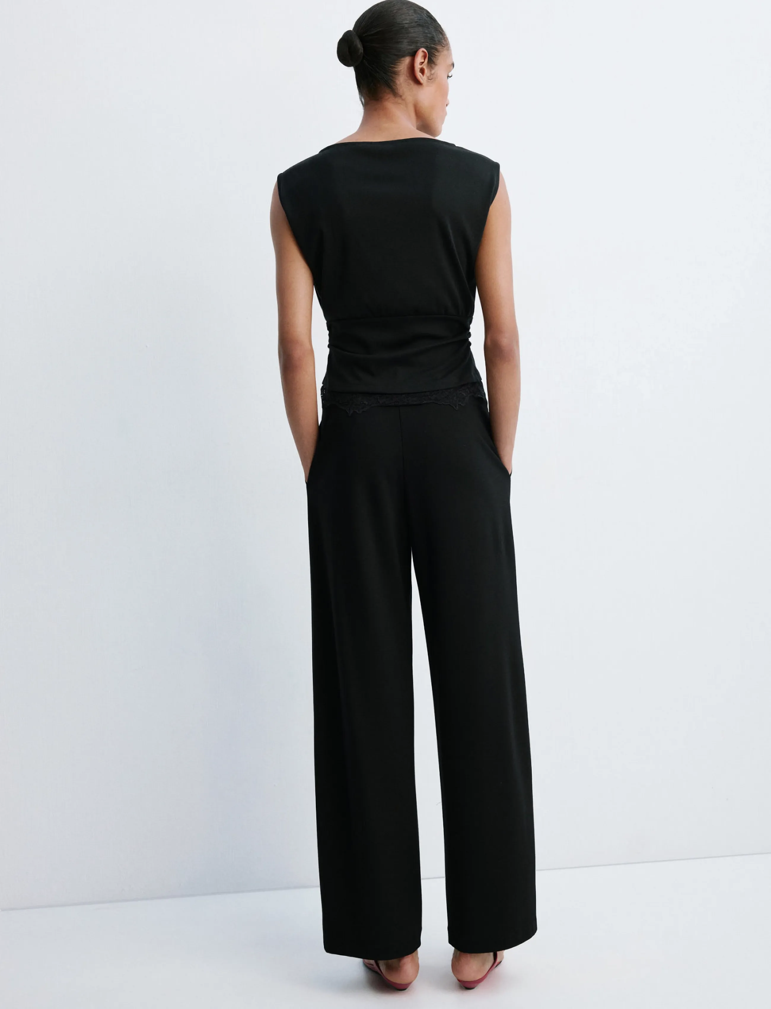 Mango - PANTALON MIRO - bukser med brede ben - black - 2