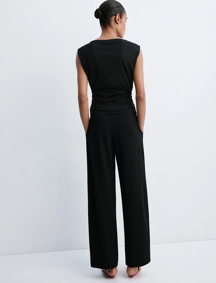 Mango - PANTALON MIRO - bukser med brede ben - black - 2