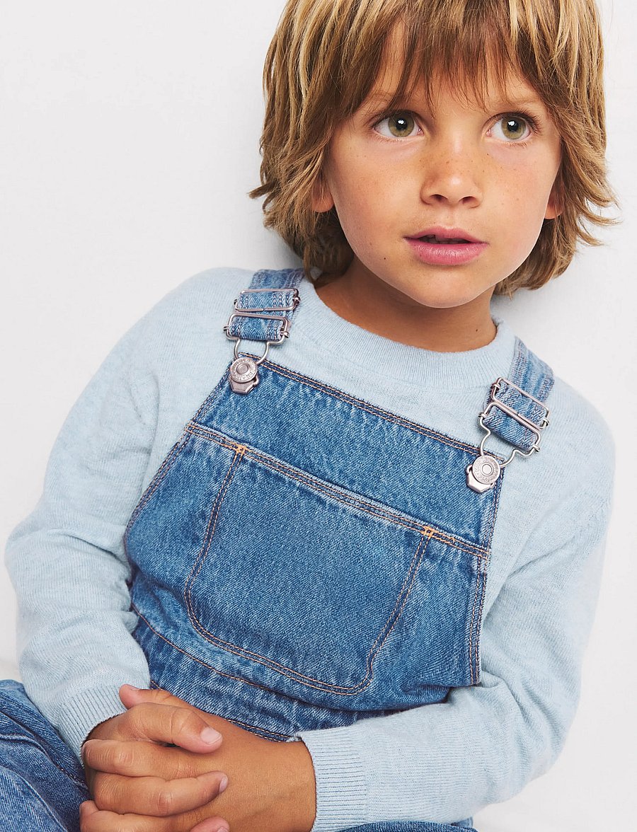 Mango - Long denim jumpsuit - buksedragter - open blue - 0