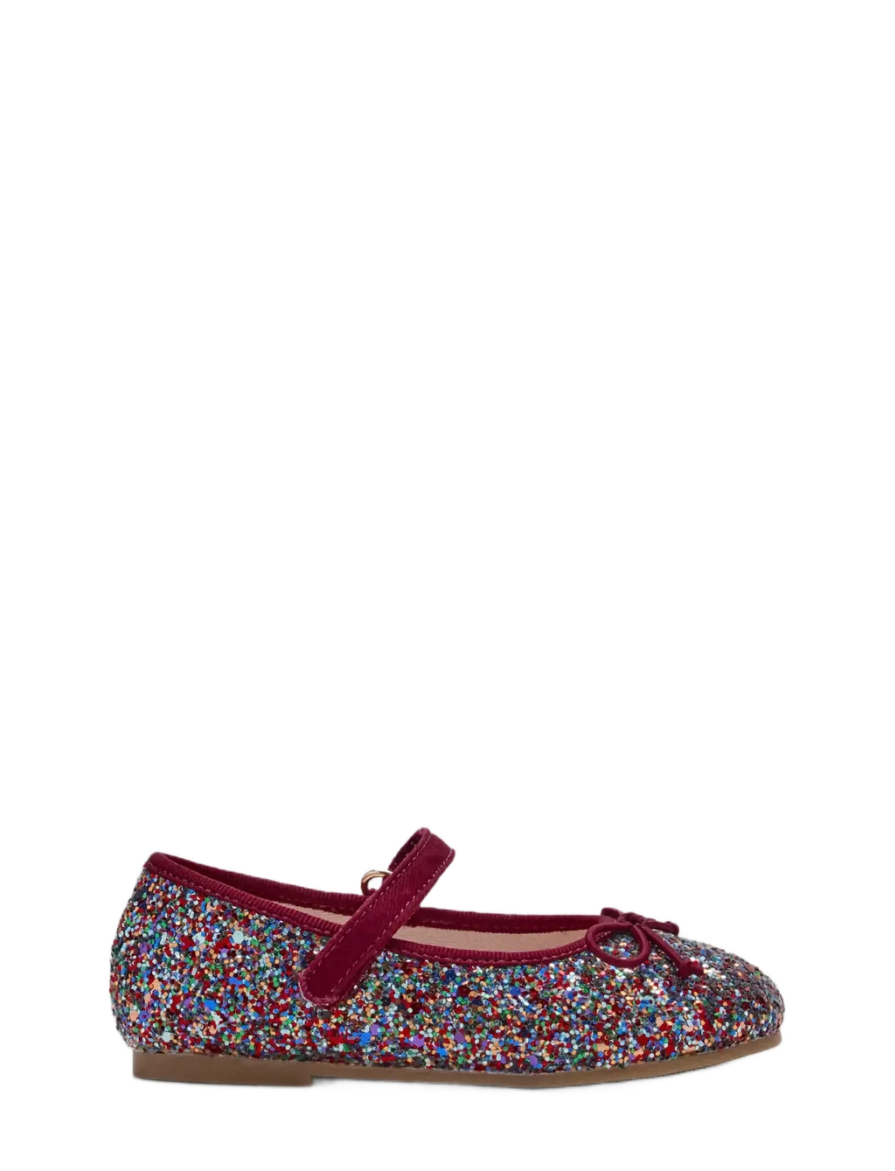 Mango Glitter ballerina with adjustable strap - Skor - DARK RED / burgundy