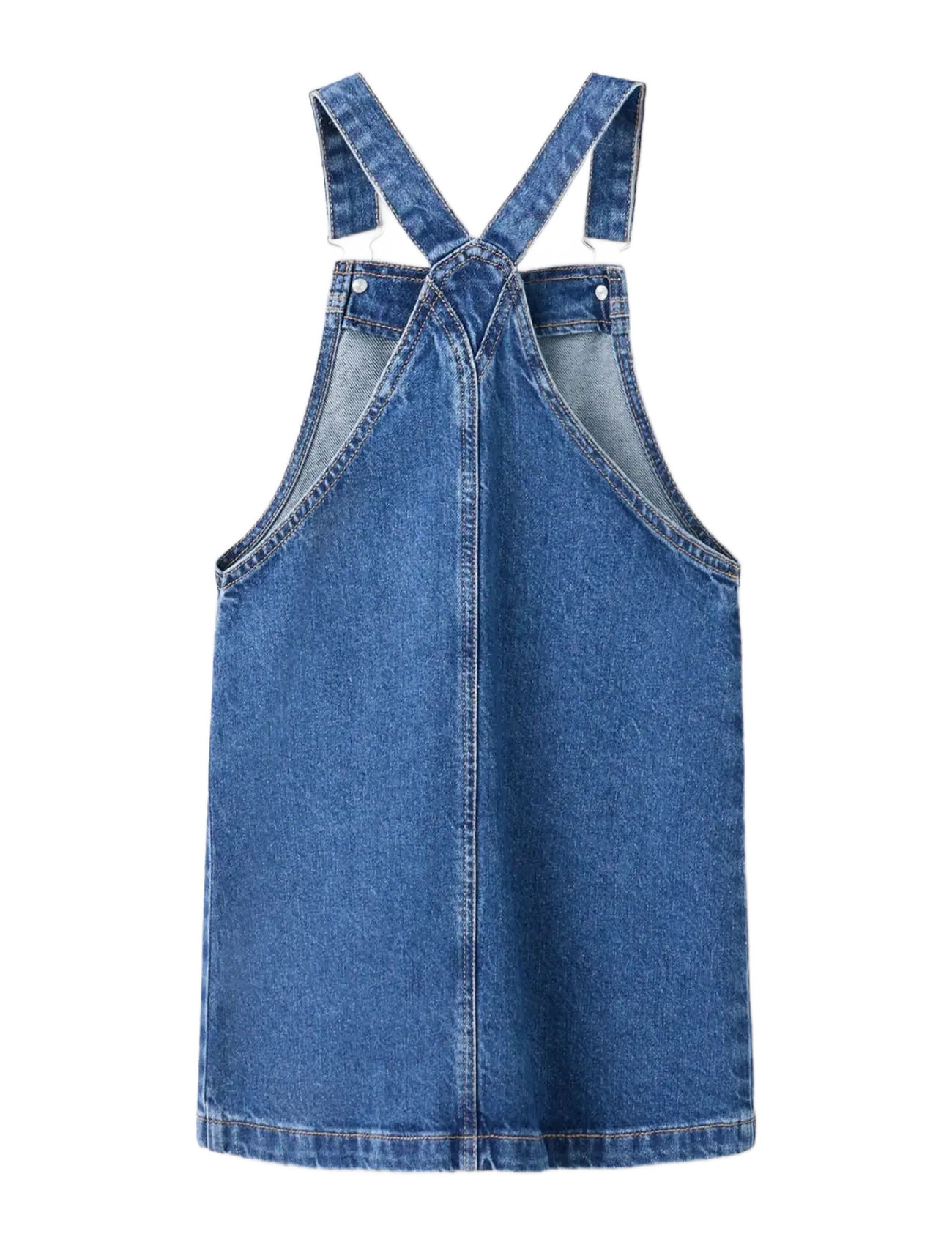 Mango - Pocket denim pinafore dress - hängselklänningar - open blue - 2