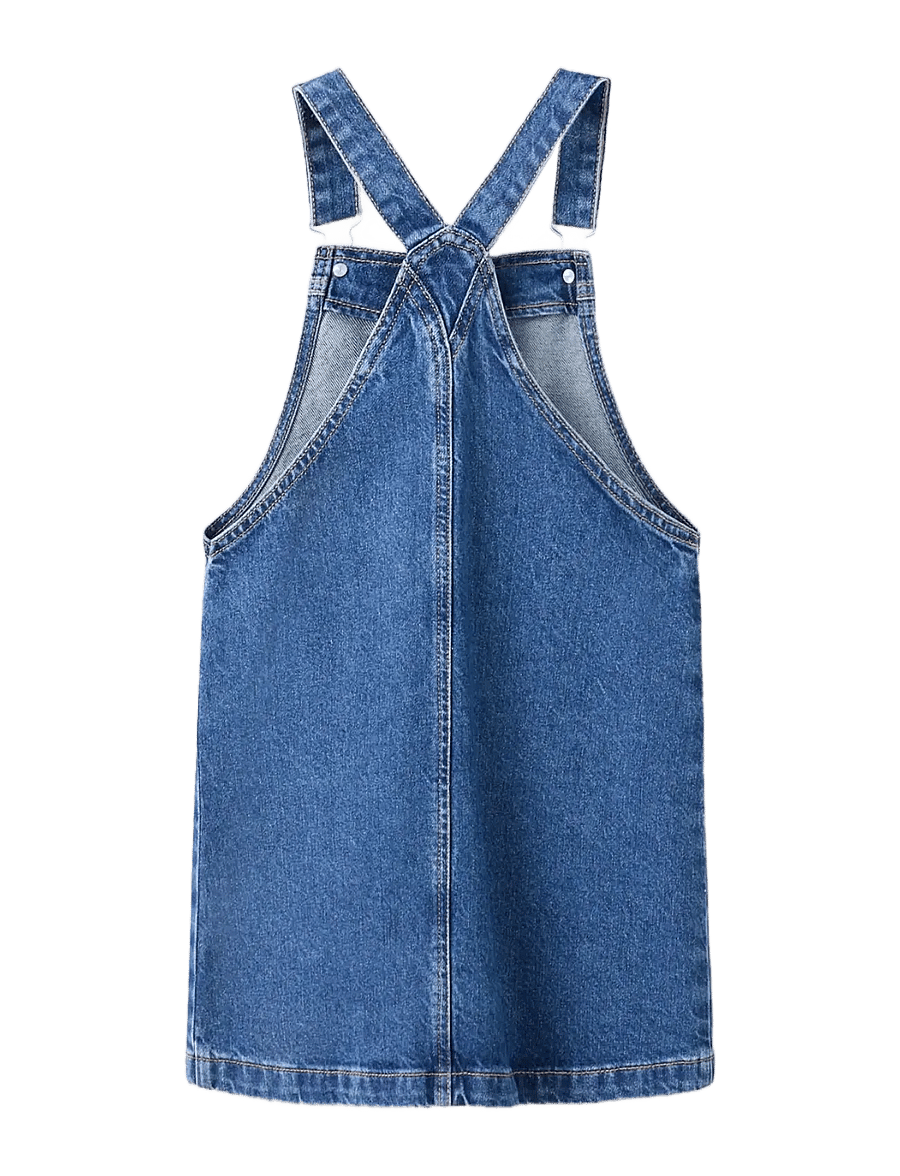 Mango - Pocket denim pinafore dress - hängselklänningar - open blue - 2