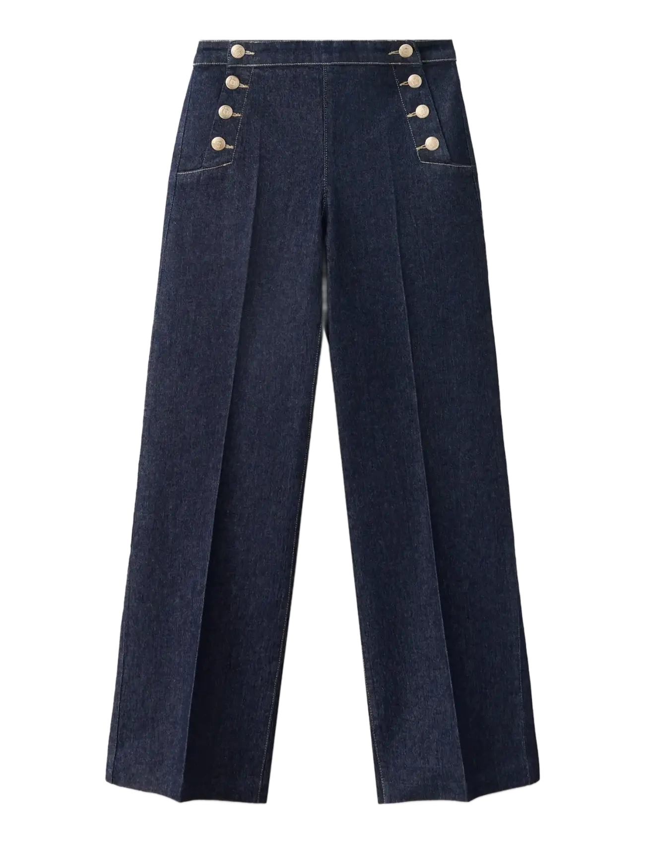 Mango - Wide-leg jeans with side buttons - open blue - 1
