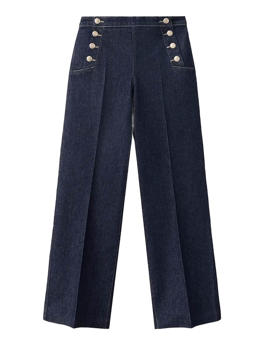 Mango - Wide-leg jeans with side buttons - open blue - 1