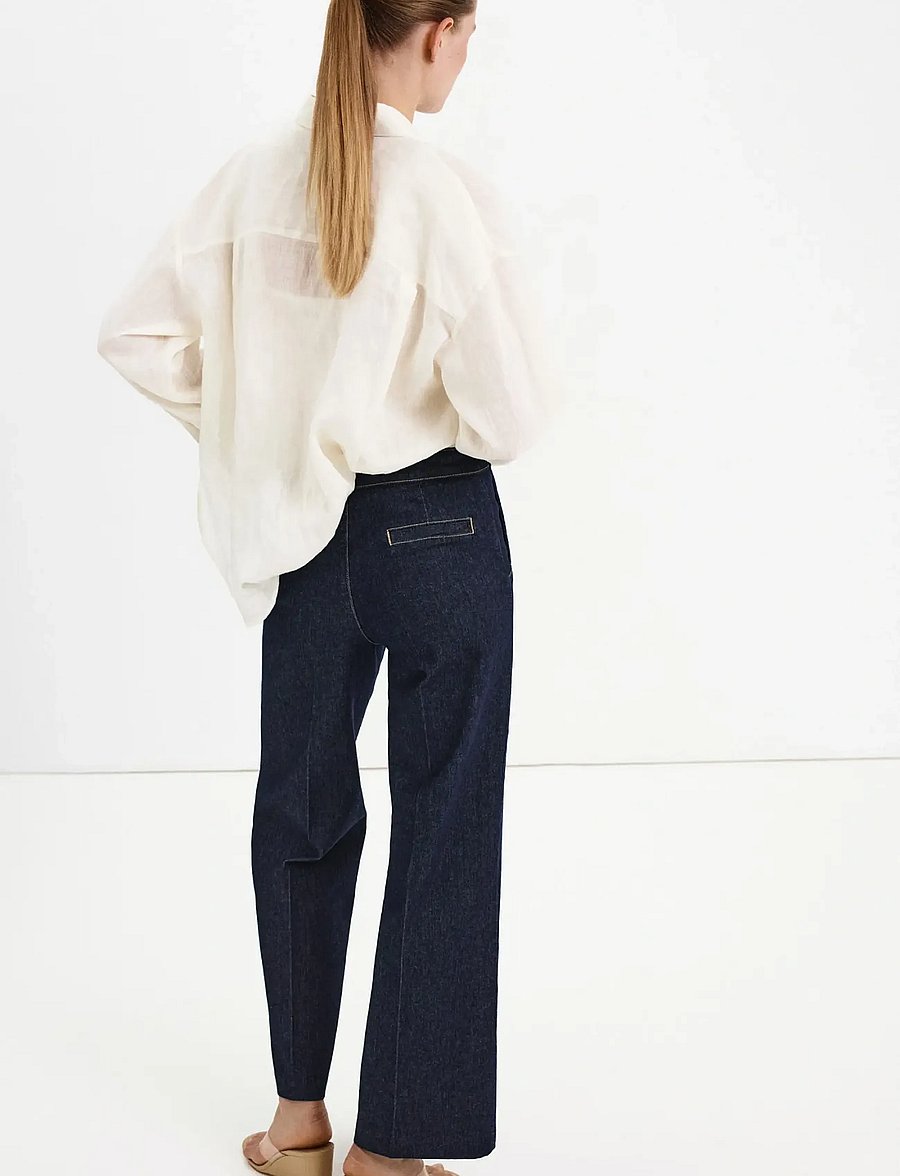 Mango - Wide-leg jeans with side buttons - open blue - 2