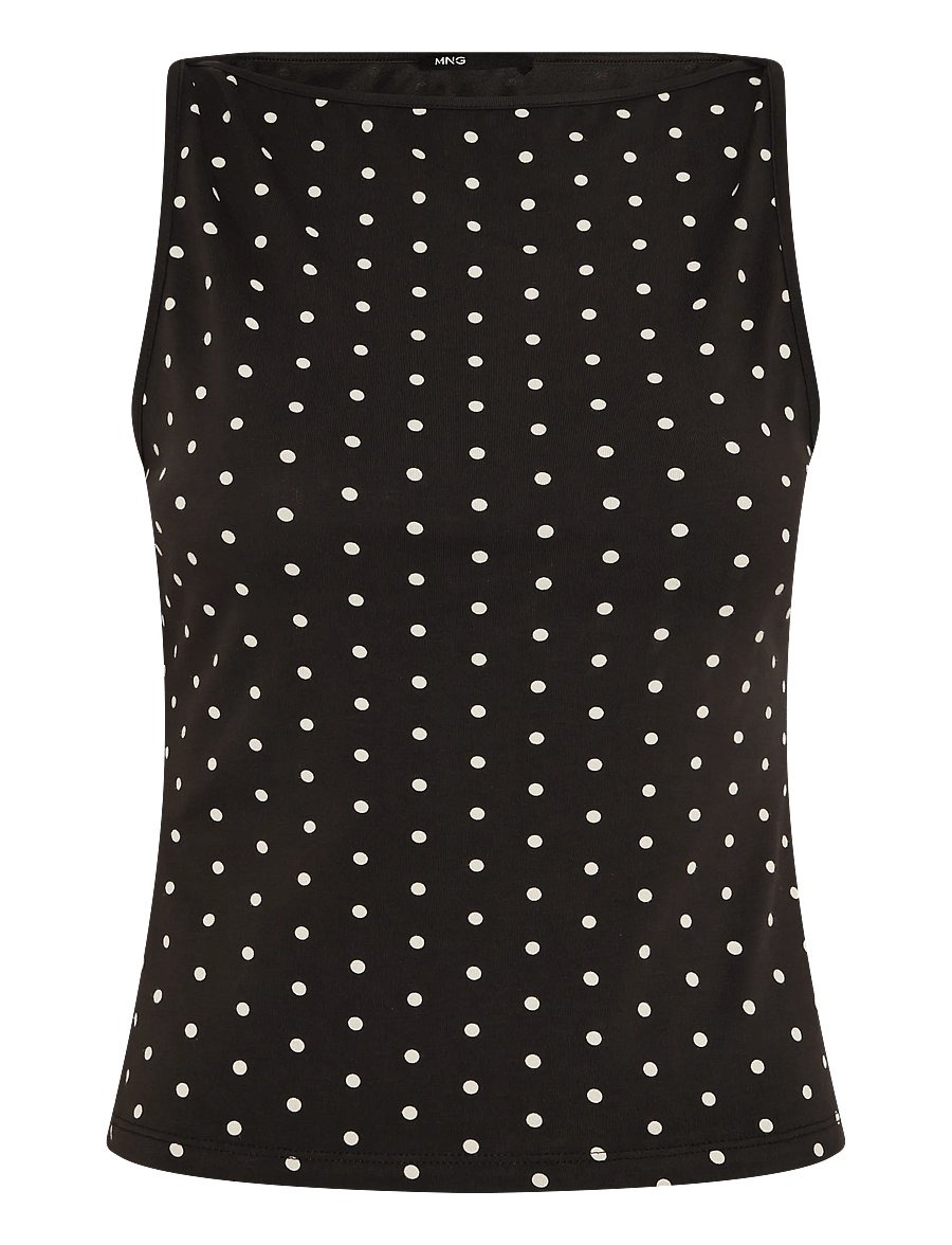 Mango - Fitted polka dot top - tanktops - brown - 1