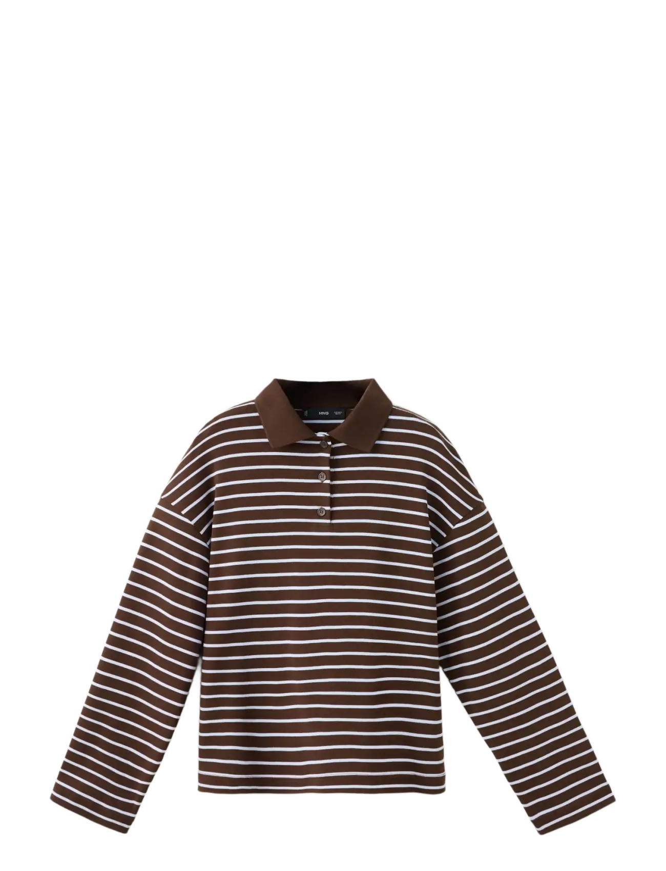 Mango - Contrasting stripes cotton polo shirt - brown - 1