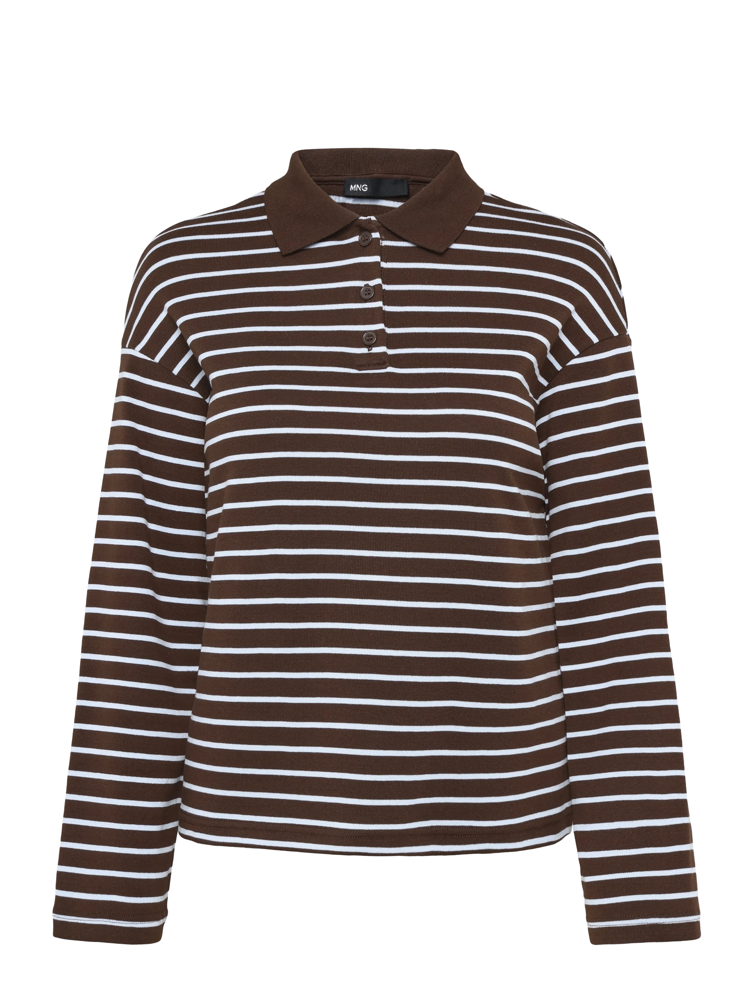 Mango Contrasting stripes cotton polo shirt - Inspiration - BROWN / brown