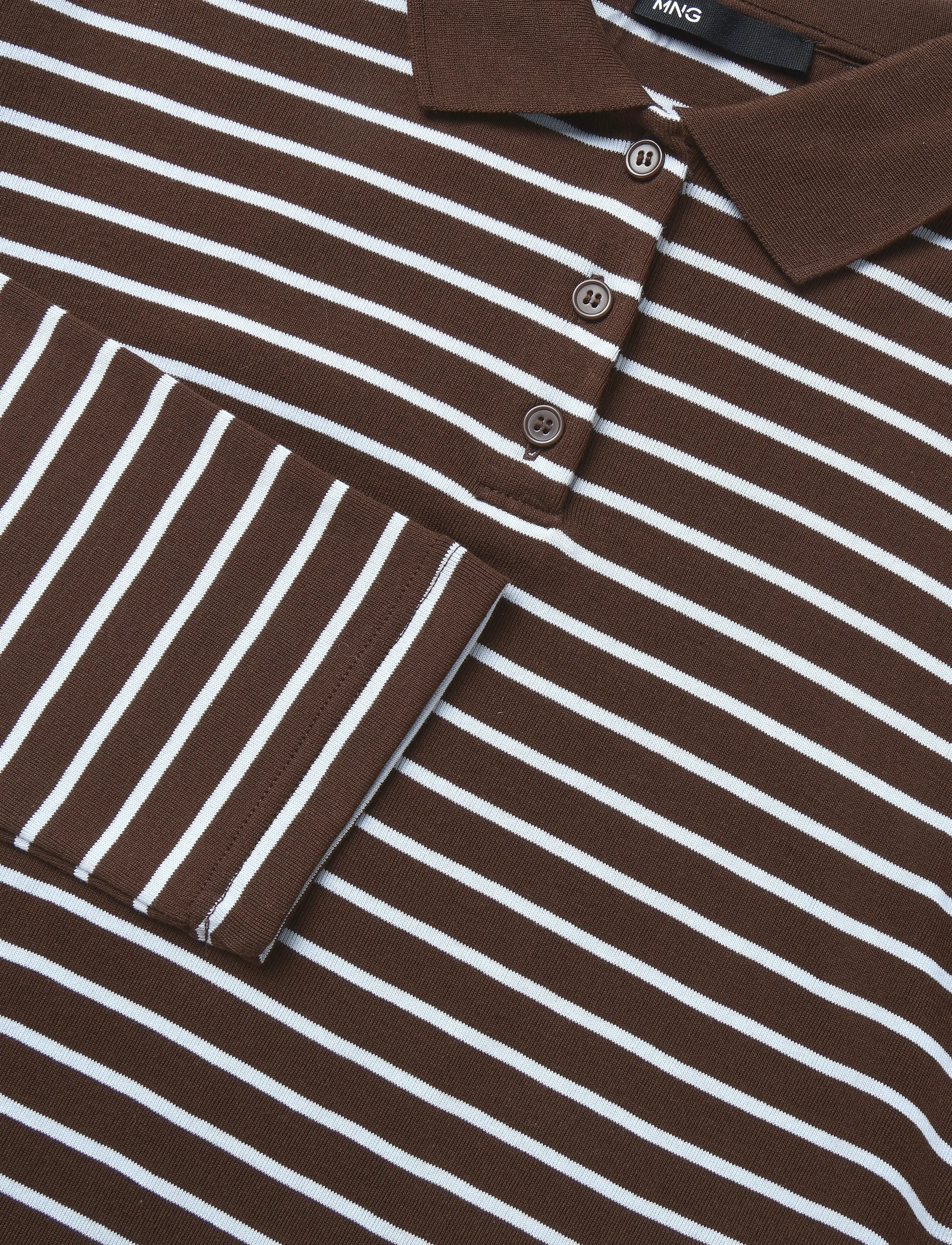 Mango - Contrasting stripes cotton polo shirt - pikeepaidat - brown - 4