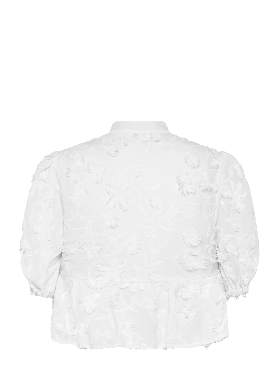 Mango - Embroidered puff-sleeve blouse - kortærmede bluser - natural white - 2