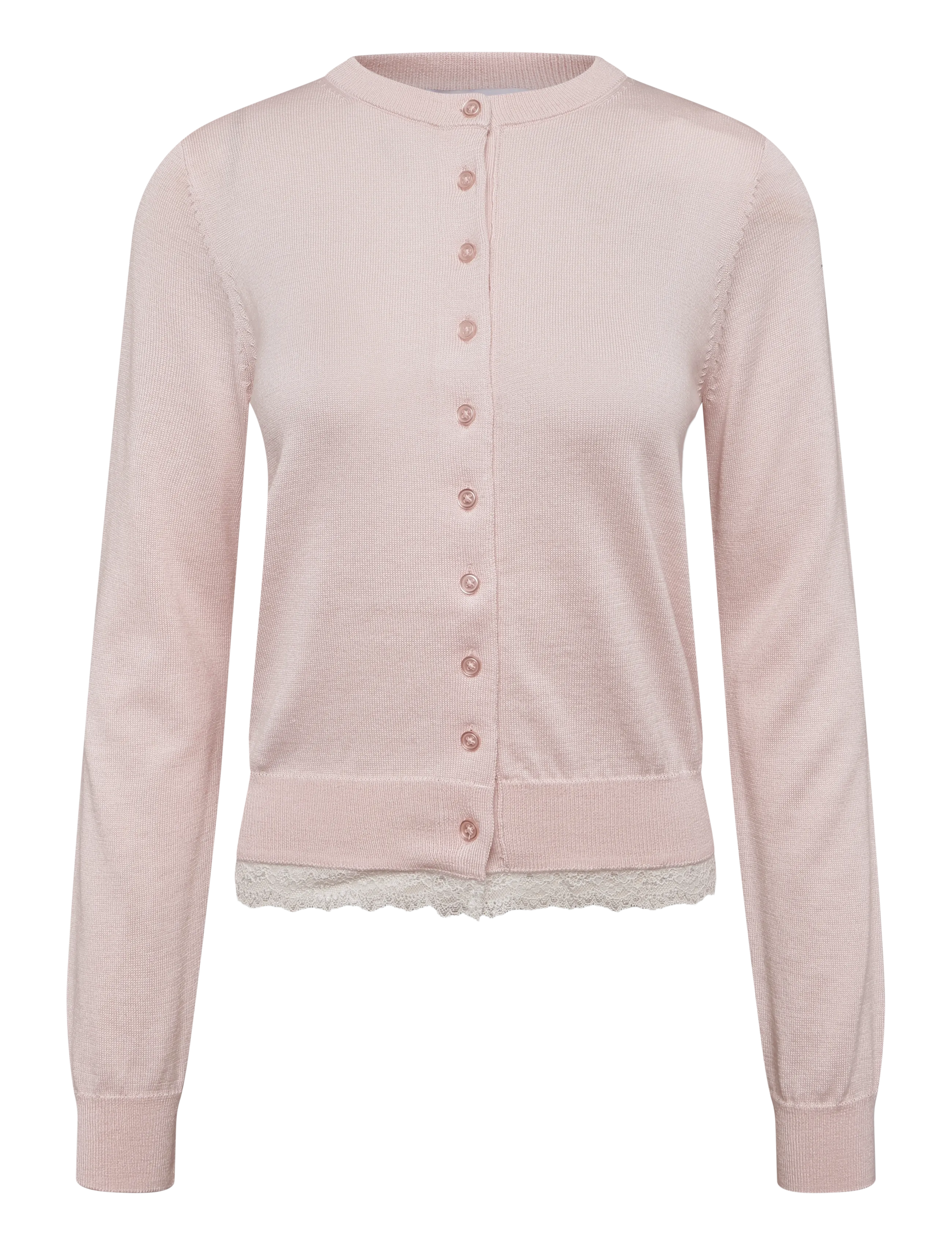 Mango Lace detail knitted cardigan - Cardigans - LT-PASTEL PINK / pink/rose