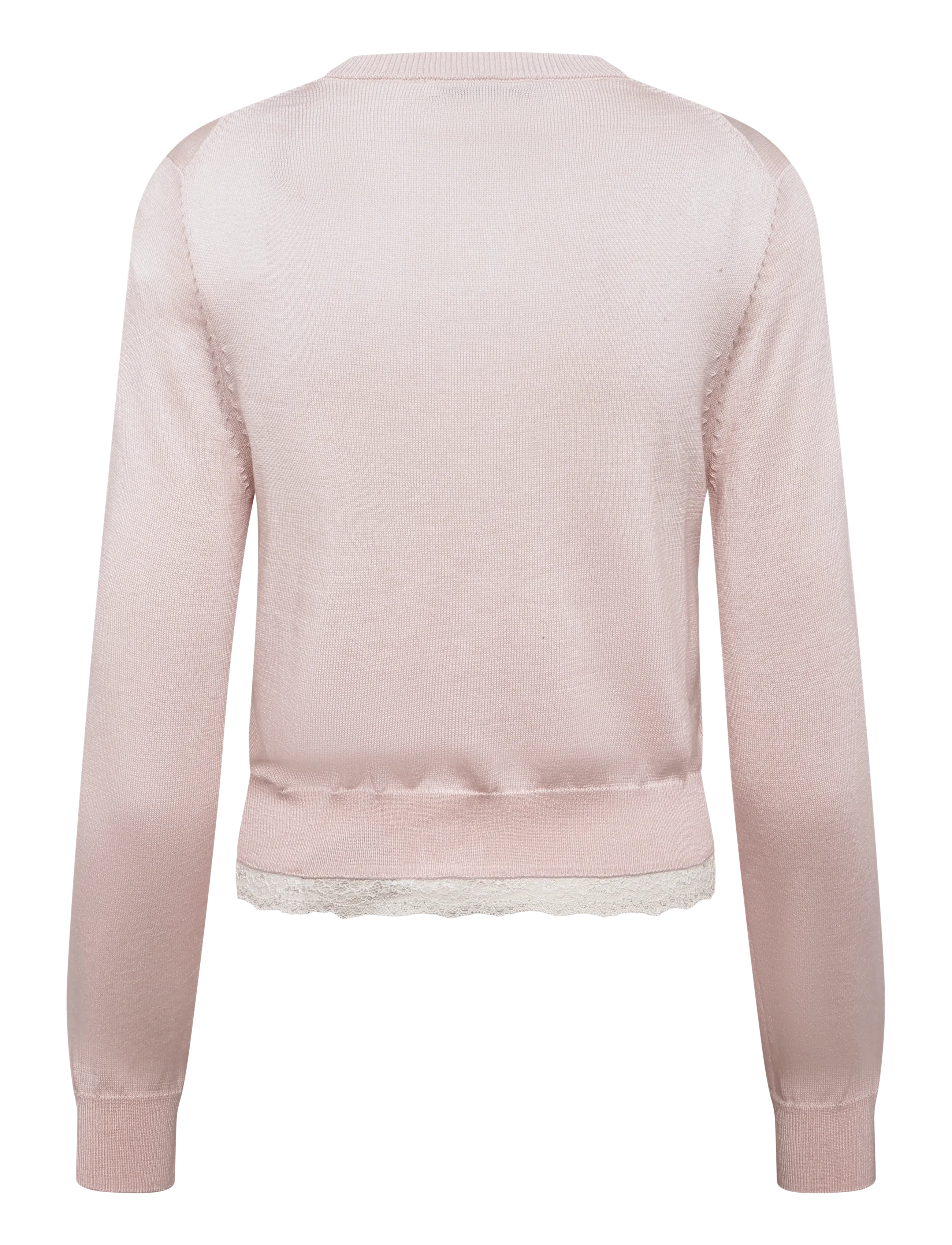 Mango - Lace detail knitted cardigan - koftor - lt-pastel pink - 2