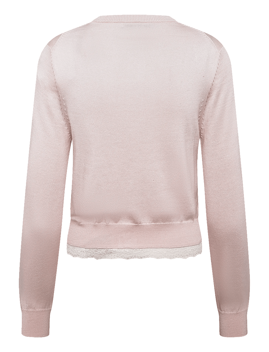 Mango - Lace detail knitted cardigan - koftor - lt-pastel pink - 2