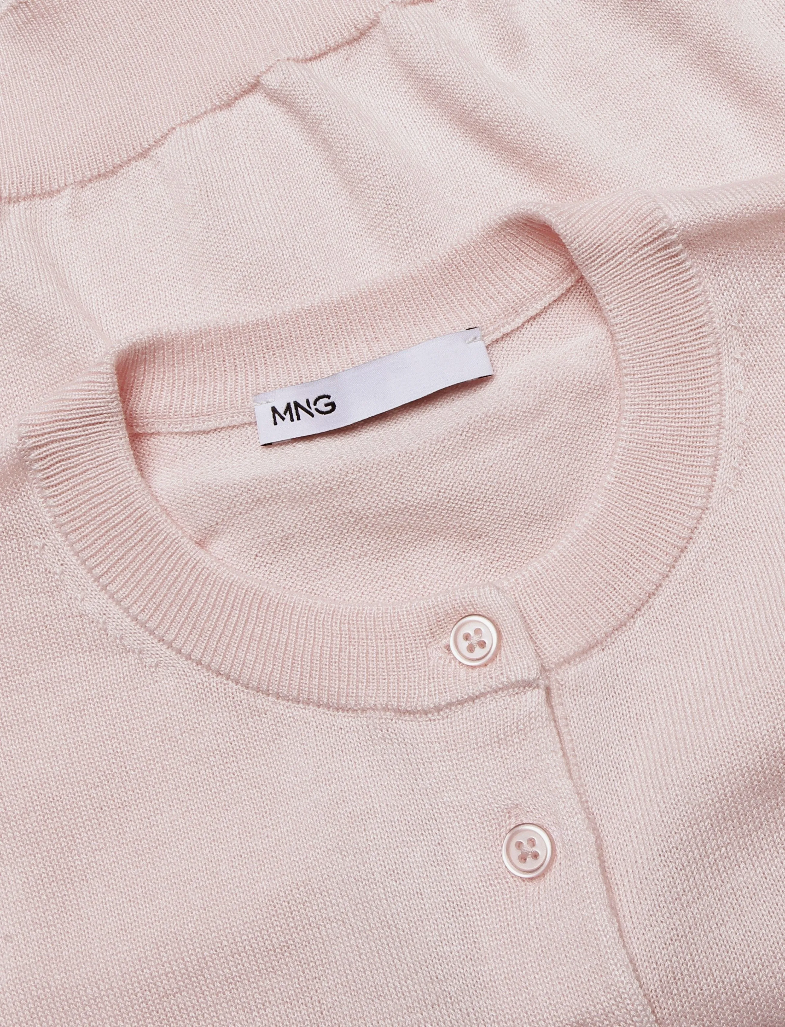 Mango - Lace detail knitted cardigan - koftor - lt-pastel pink - 4