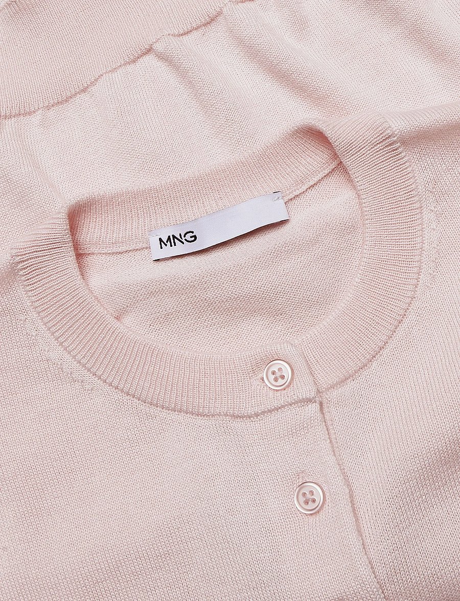 Mango - Lace detail knitted cardigan - koftor - lt-pastel pink - 4