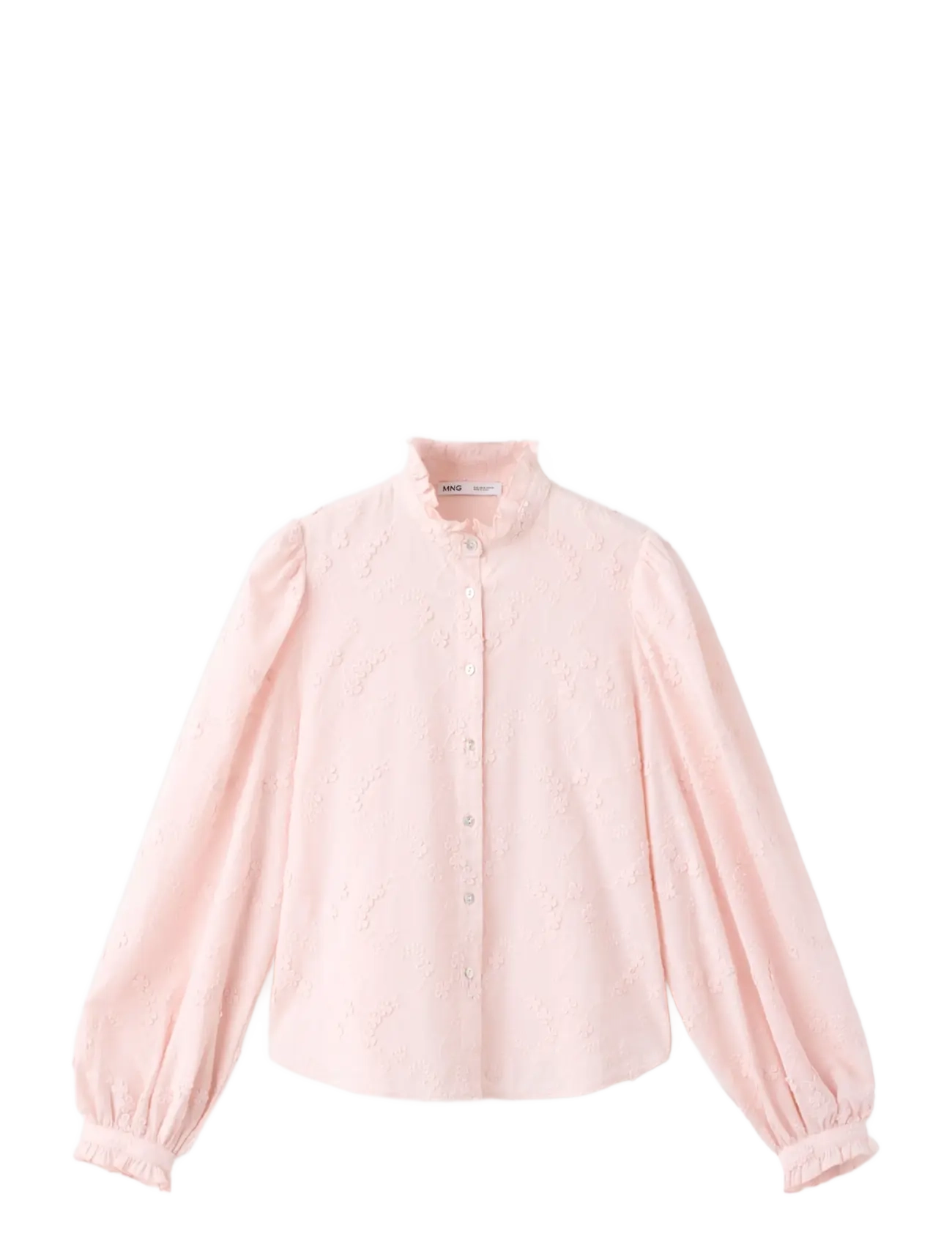 Mango - Embroidered puff-sleeve blouse - pink - 1