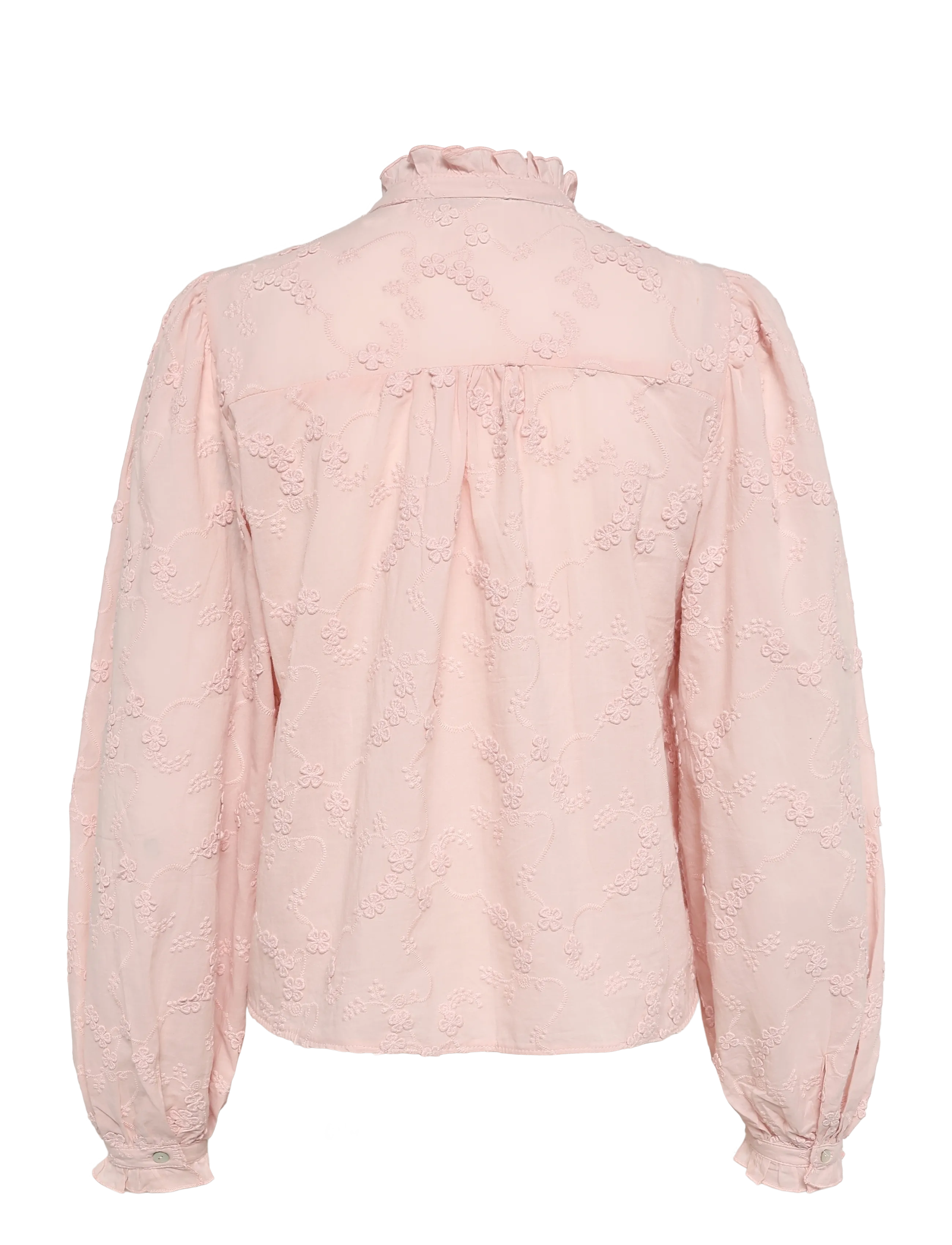 Mango - Embroidered puff-sleeve blouse - långärmade blusar - pink - 2