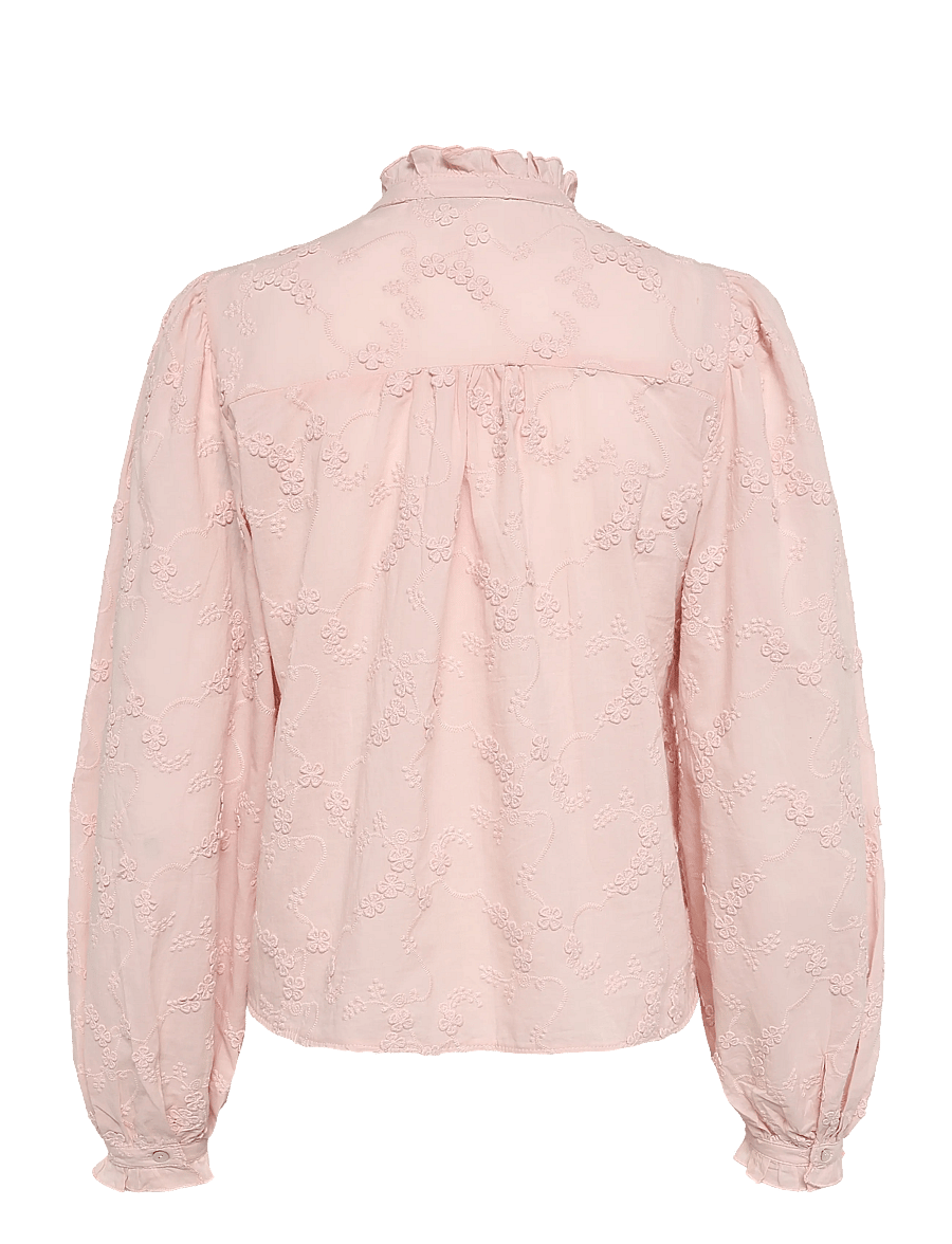 Mango - Embroidered puff-sleeve blouse - långärmade blusar - pink - 2
