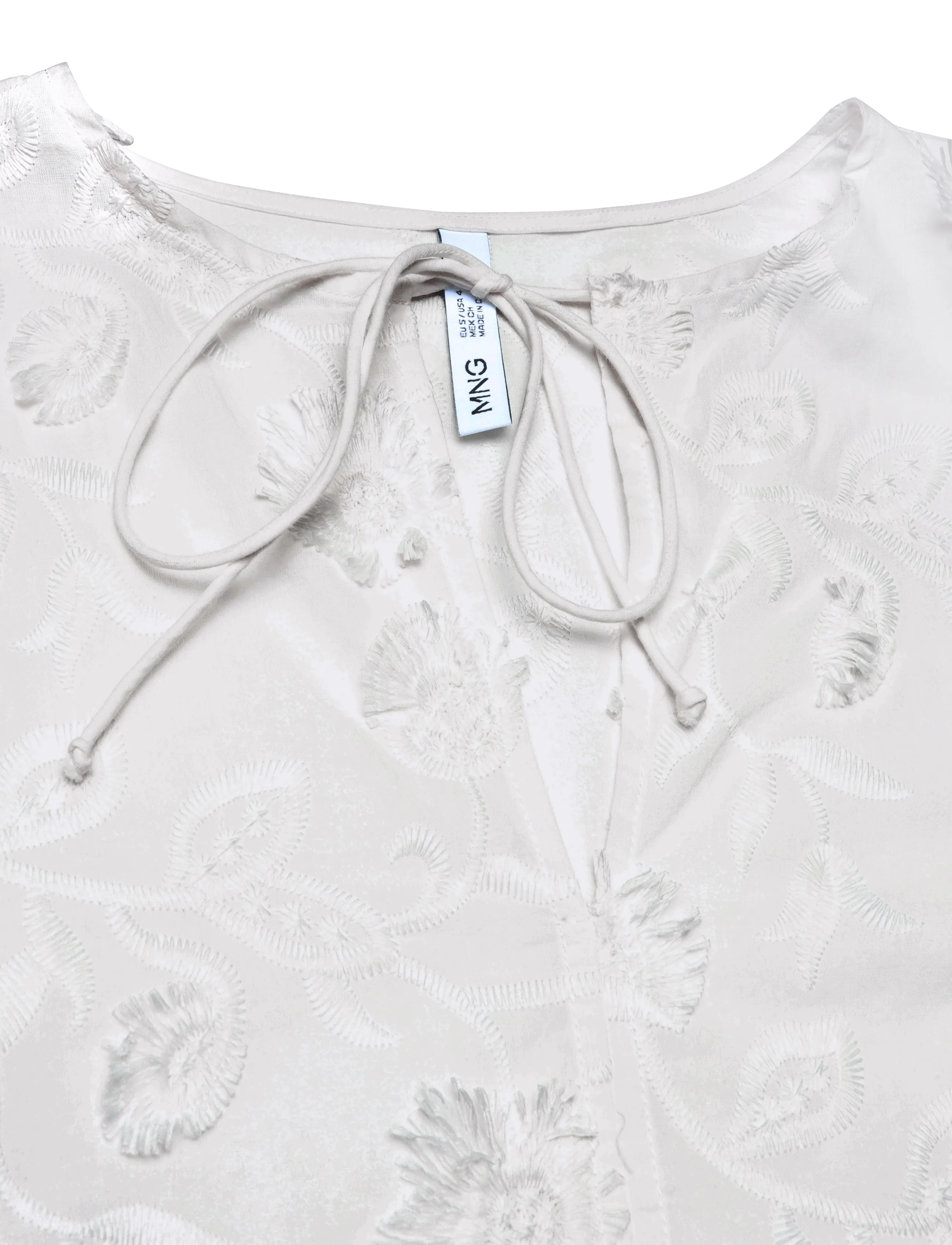 Mango - Cotton blouse with floral embroideries - langærmede bluser - white - 4