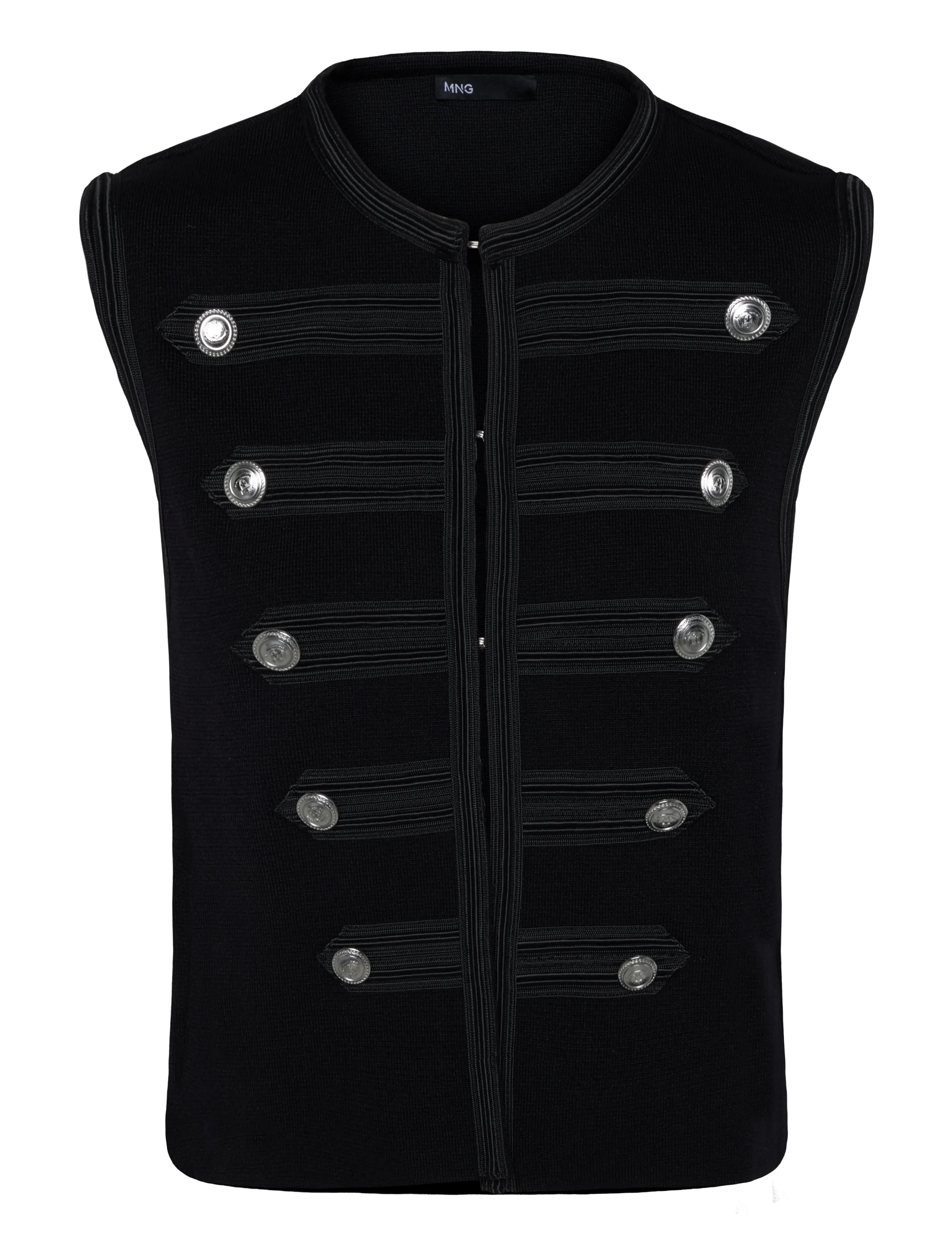 Mango Knitted gilet with buttons - Tøj - BLACK / black